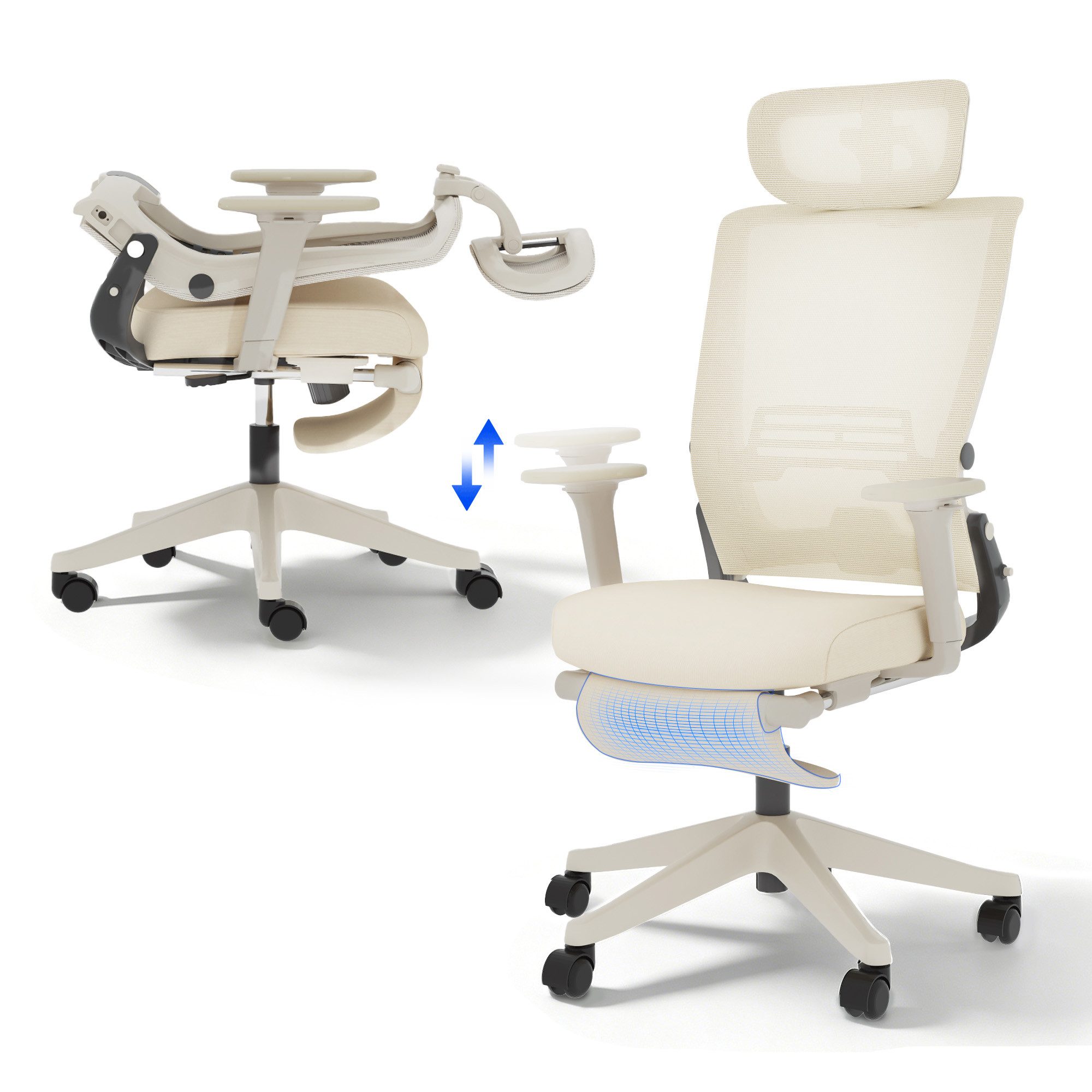 FLEXISPOT Bürostuhl Foldex Ergonomischer Bürostuhl – Ideal für Büro & Mittagspause (2D-Kopfstütze, Schreibtischstuhl mit Fußstütze – Perfekt für Home-Office & Entspannung), Faltbar, in verschiedenen Farben erhältlich, 90°-135° neigbar