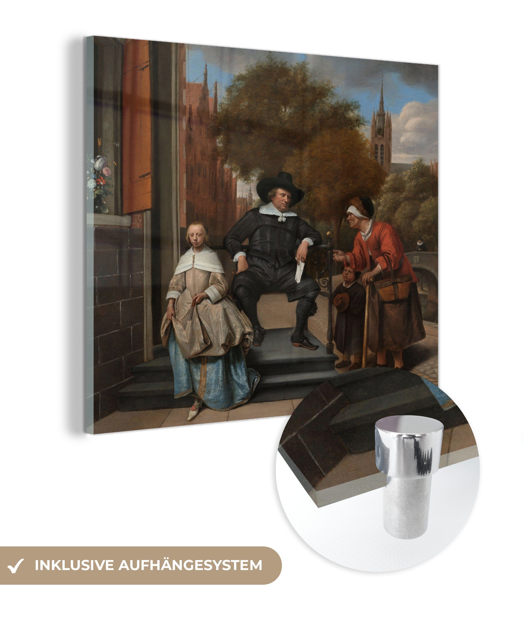 MuchoWow Acrylglasbild Der Bürgermeister von Delft und seine Tochter - Gemälde von Jan Steen, (1 St), Glasbilder - Bilder auf Glas Wandbild - Foto auf Glas - Wanddekoration