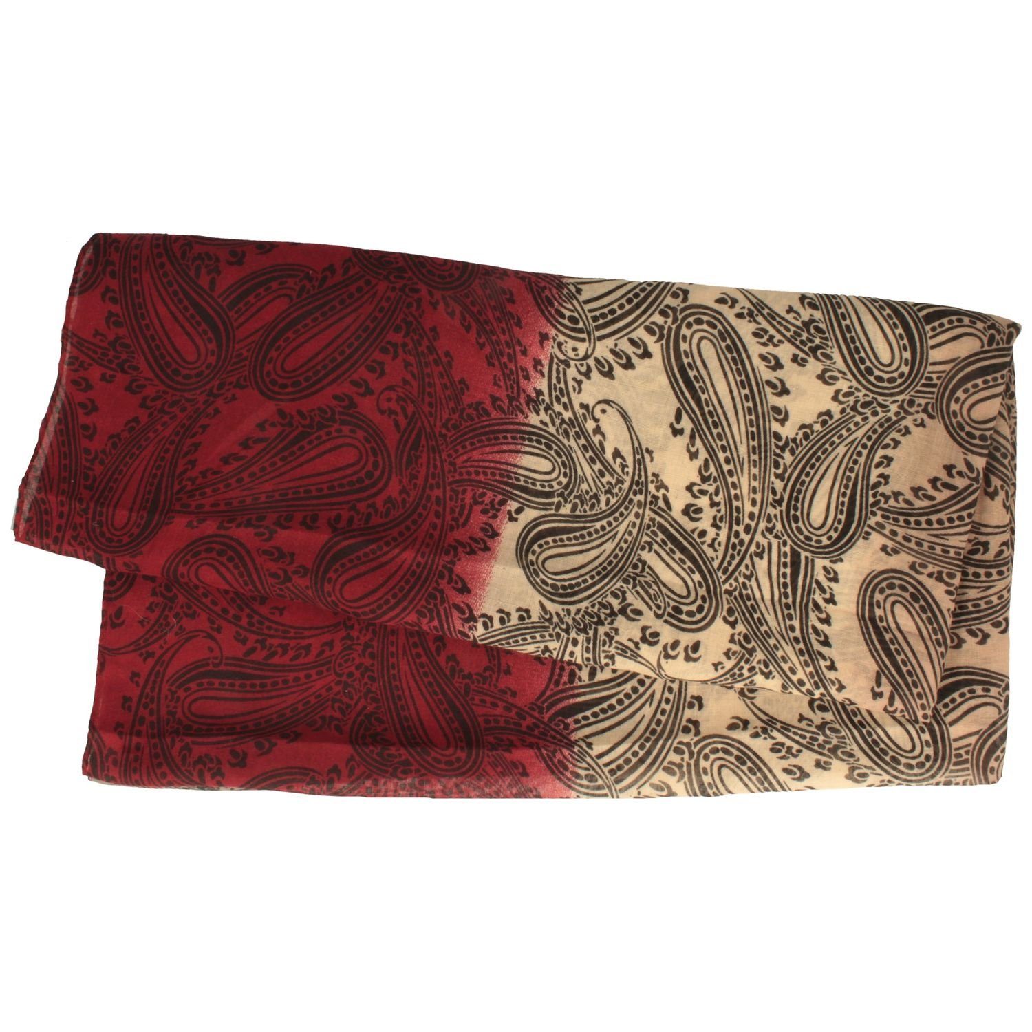 Breiter Modeschal, leichter Ombré Trachten Paisley-Muster Dess.bordo-sz-bg mit