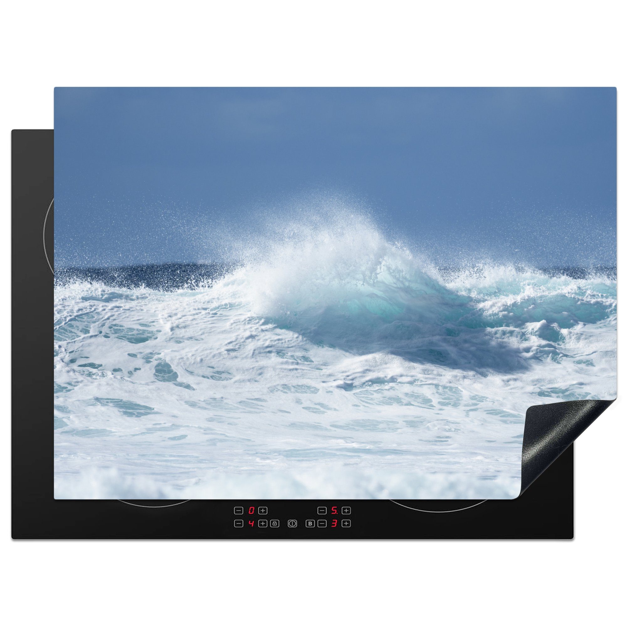 MuchoWow Herdblende-/Abdeckplatte Blaue Wellen auf den Kanarischen Inseln, Vinyl, (1 tlg), 70x52 cm, Mobile Arbeitsfläche nutzbar, Ceranfeldabdeckung