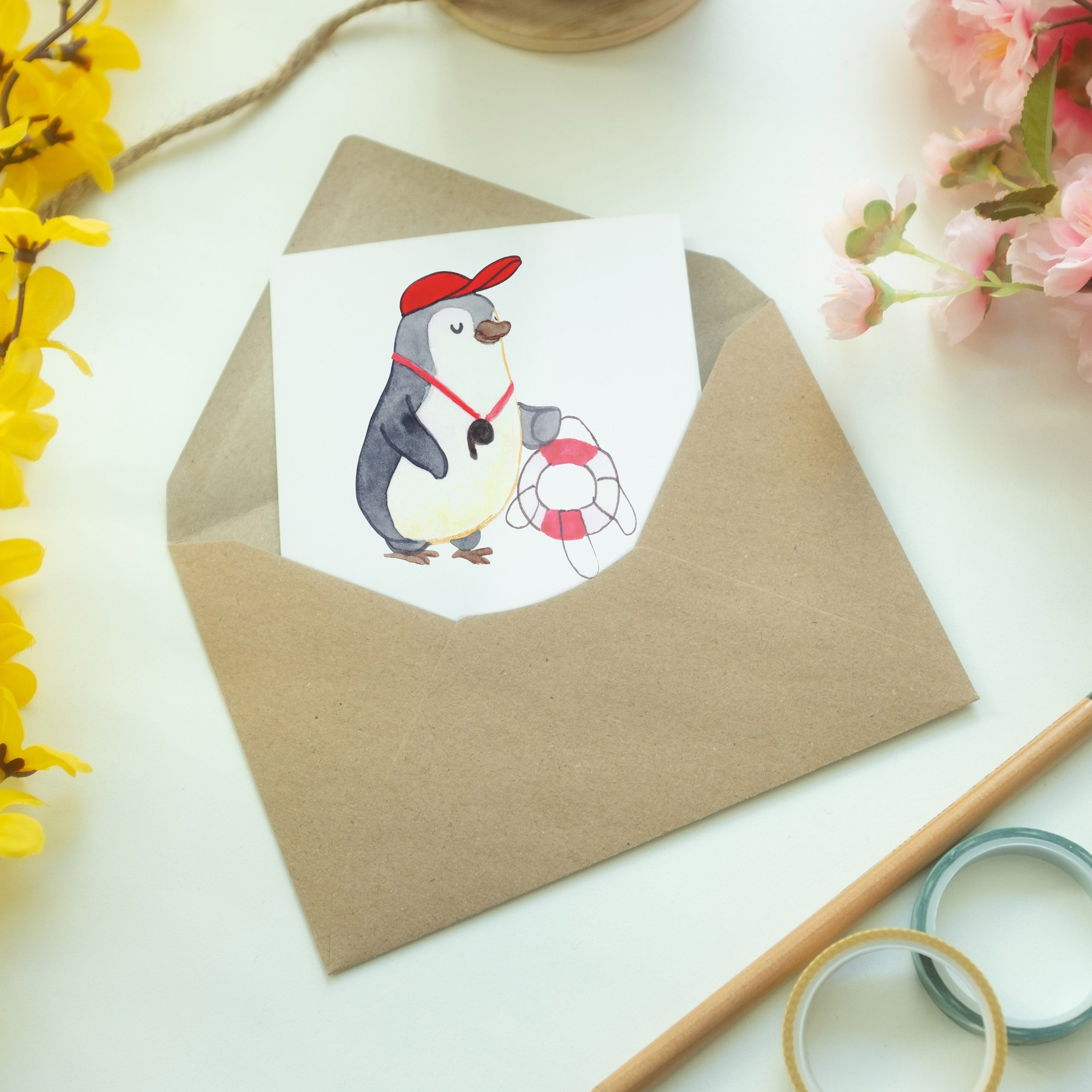 Bademeister - Geschenk, Panda Herz Kollegin, Mrs. & Kollege, Mr. Hochzeitsk Weiß Grußkarte - mit