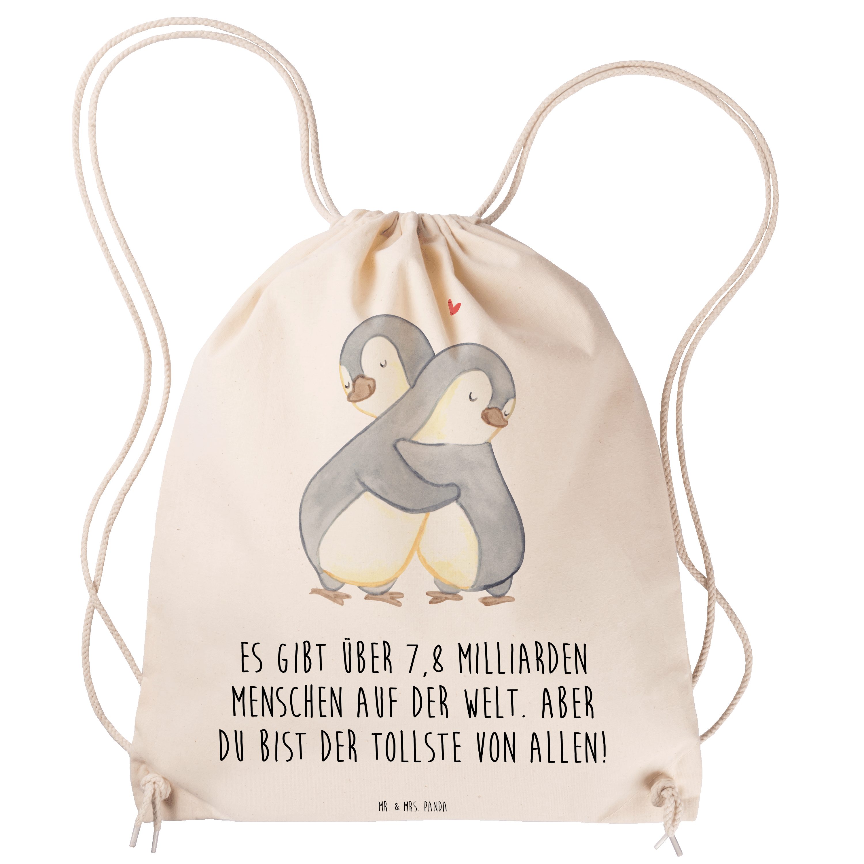 Mr. & Mrs. Panda Sporttasche Pinguine Kuscheln - Transparent - Geschenk, Freund, Sportbeutel, Vale (1-tlg)