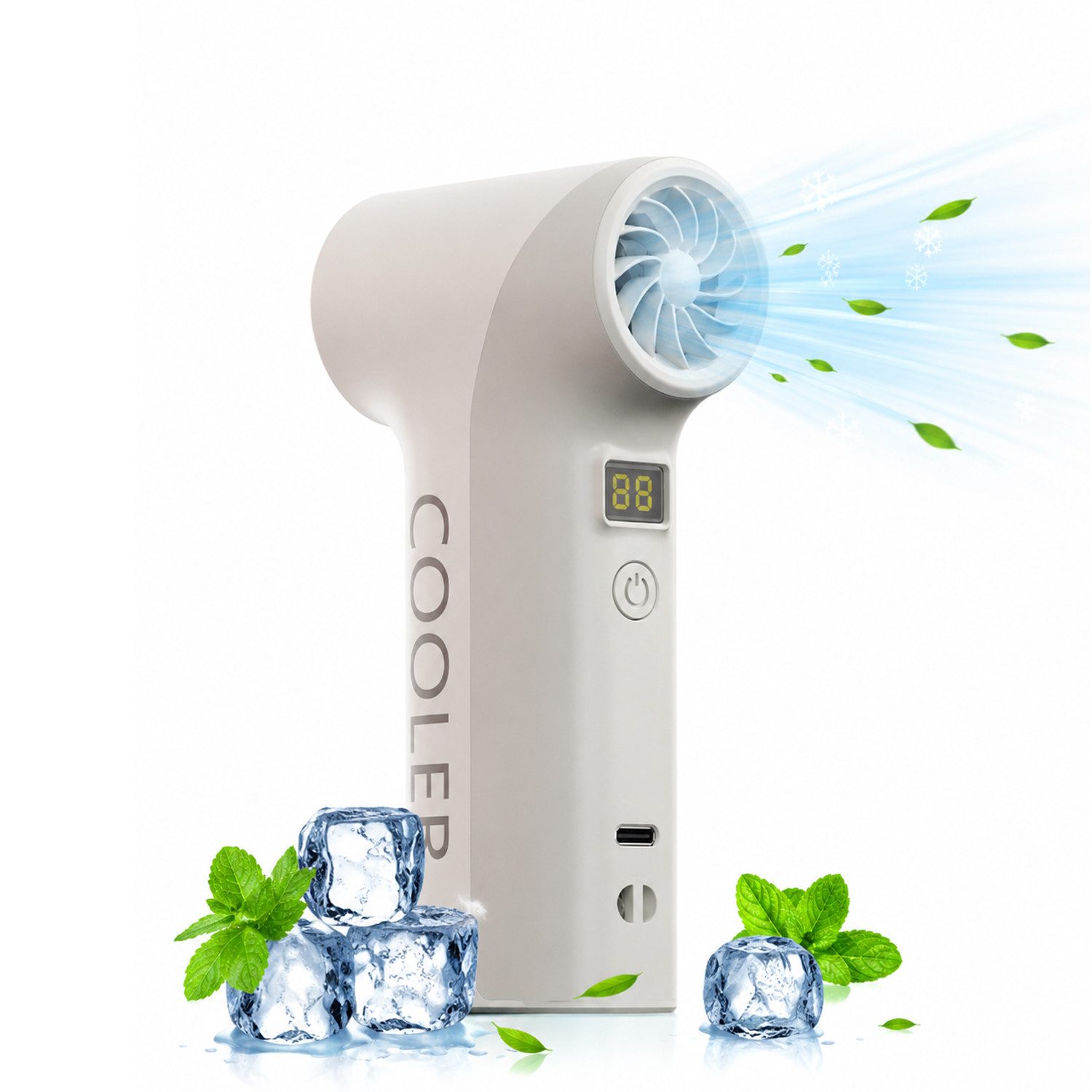 MOPUEA Mini USB-Ventilator Mini Handventilator 14h Laufzeit,5 Stufen USB-C Akku ür Outdoor