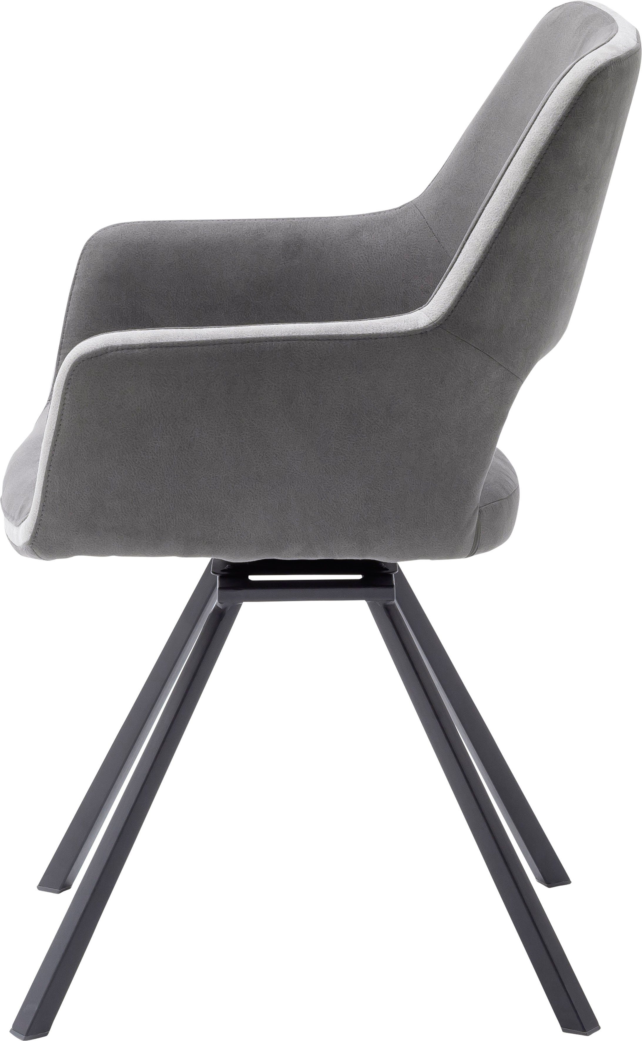 MCA furniture Esszimmerstuhl Bayonne belastbar 180°drehbar Stuhl | Dunkelgrau-Grau kg (Set, 2 120 Dunkelgrau mit bis St), Nivellierung, 2-er Set