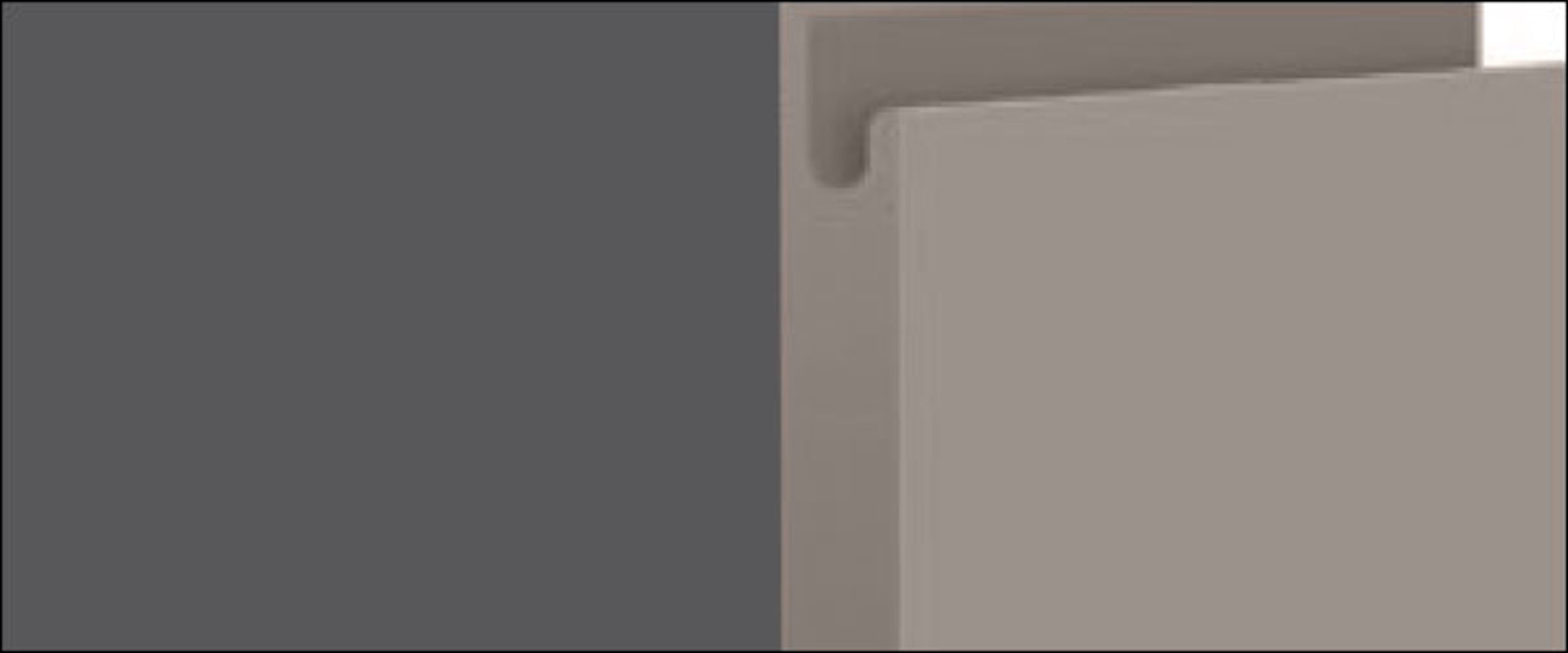 Schubladen Feldmann-Wohnen Korpusfarbe Acryl matt grey Unterschrank stone Front- 3 grifflos wählbar & 90cm (Vollauszug) Avellino