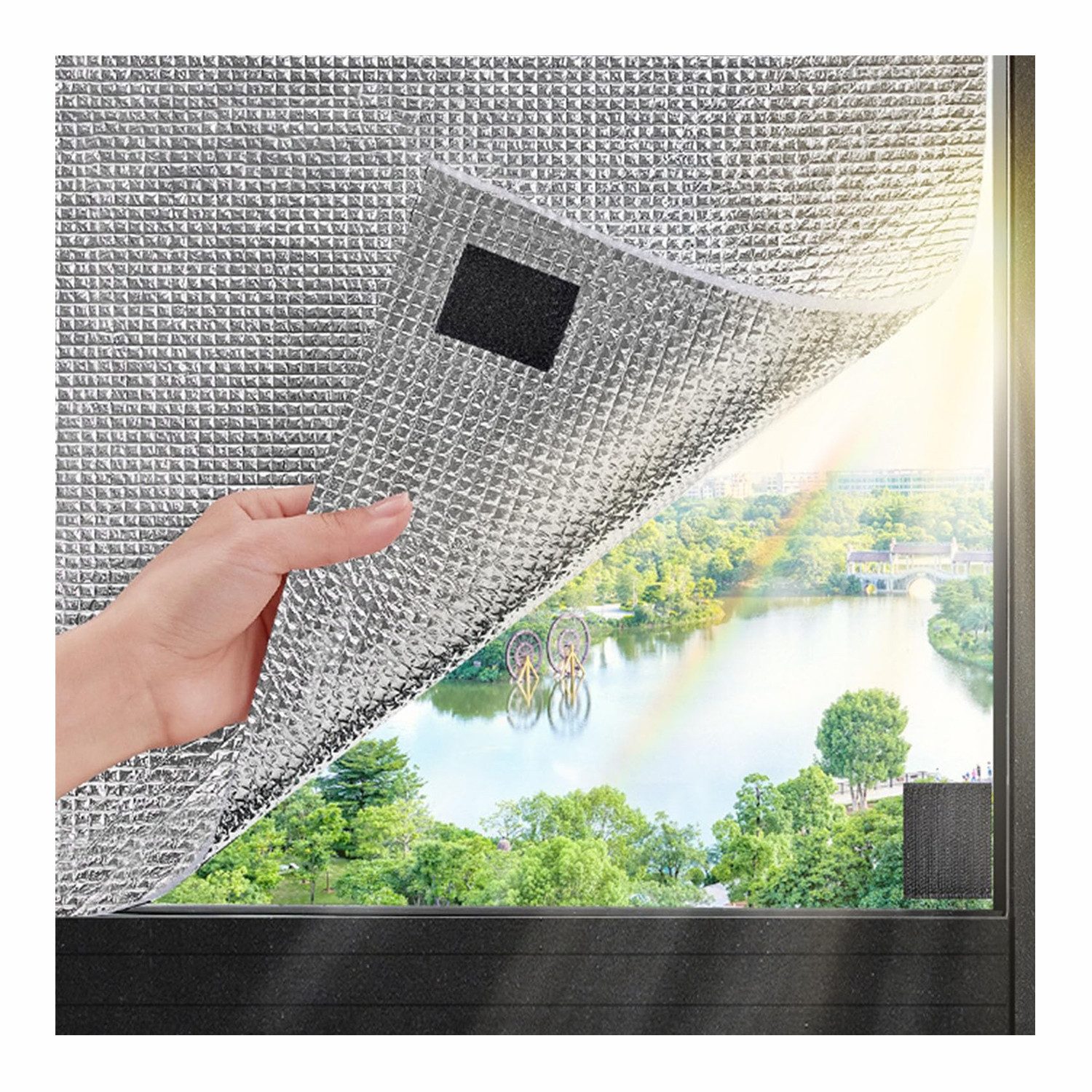 Diwzbyn Sonnenschutz-Fensterfolie Wärmedämmende Sichtschutzfolie für Fenster, verdunkelnde,Sonnenschutz, Selbstklebende Alu-Fensterfolie, UV-Schutz & Wärmedämmung