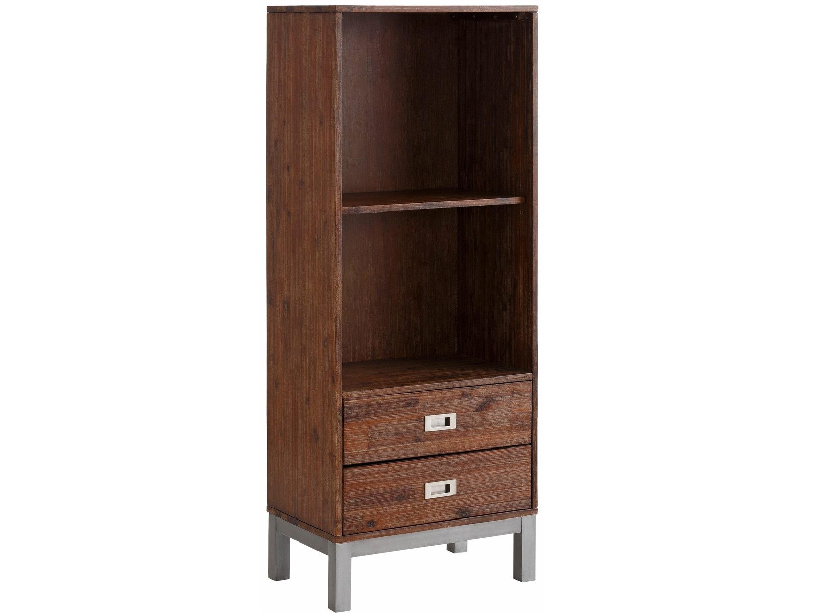 loft24 Bücherregal Congo, Regal, Standregal mit 2 Schubladen, 2 Fächer, Akazie Massivholz