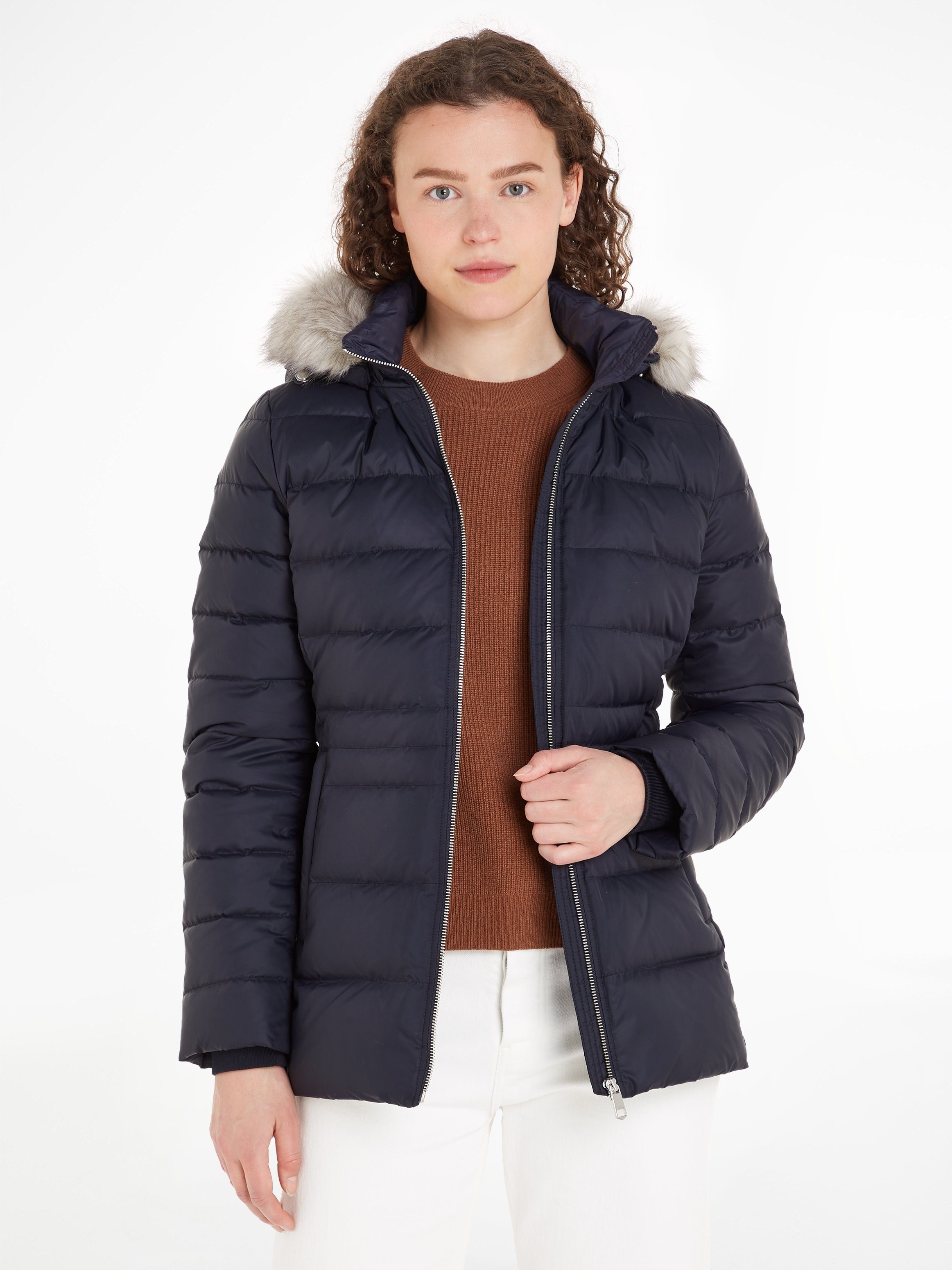 Tommy Hilfiger Daunenjacke TYRA DOWN JACKET WITH FUR mit Kunstpelz-Besatz an Kapuze