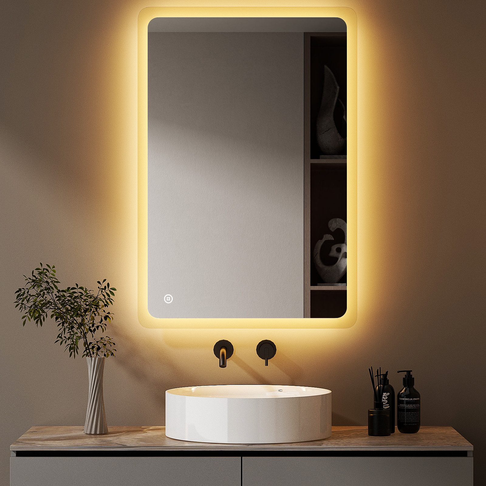 Badspiegel Badezimmerspiegel mit Beleuchtung Wandspiegel Led Touch Wandschalter
