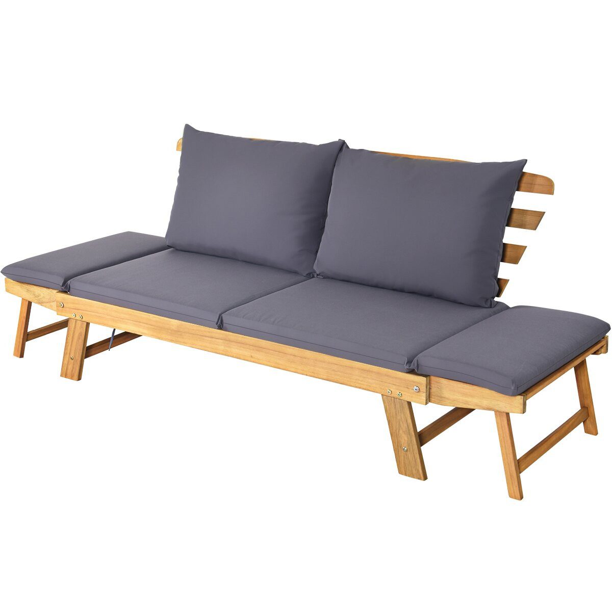 KOMFOTTEU Gartenbank 2-3 Sitzer Holzbank, mit günstig online kaufen