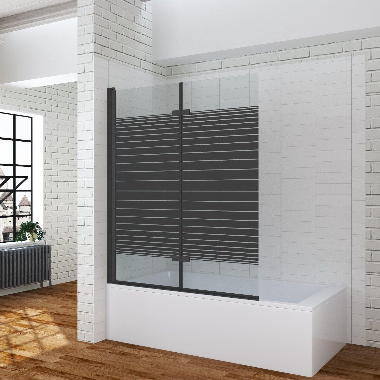 AQUABATOS Badewannenaufsatz Eck Glas Duschwand für Badewanne 1 tlg 2 tlg 3 tlg, ohne Bohren oder Bohrinstallation