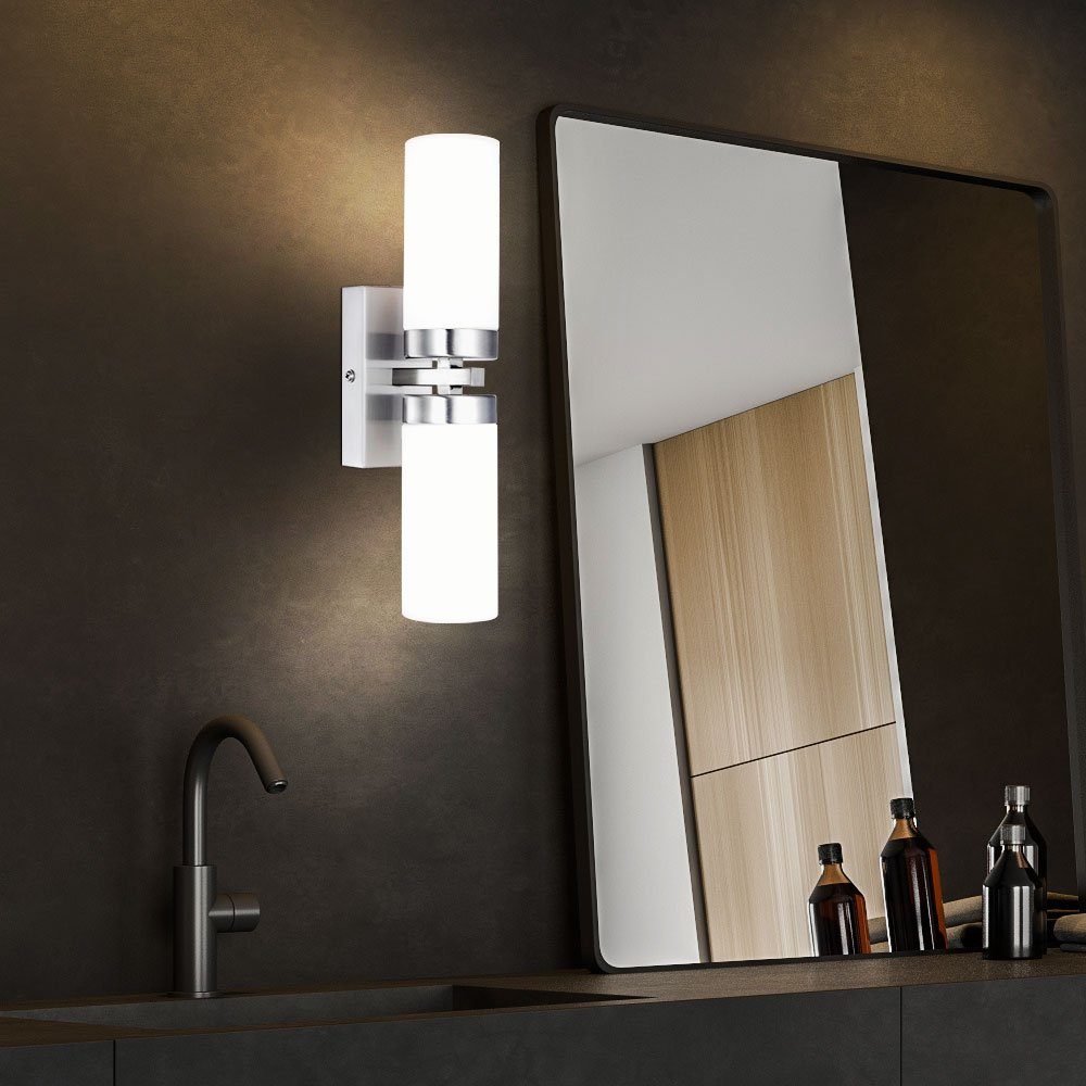 GLOBO LIGHTING LED Wandleuchte, Leuchtmittel inklusive, Warmweiß, Wand Leuchte Bade Zimmer Strahler Feucht Raum Glas Lampe UP DOWN im