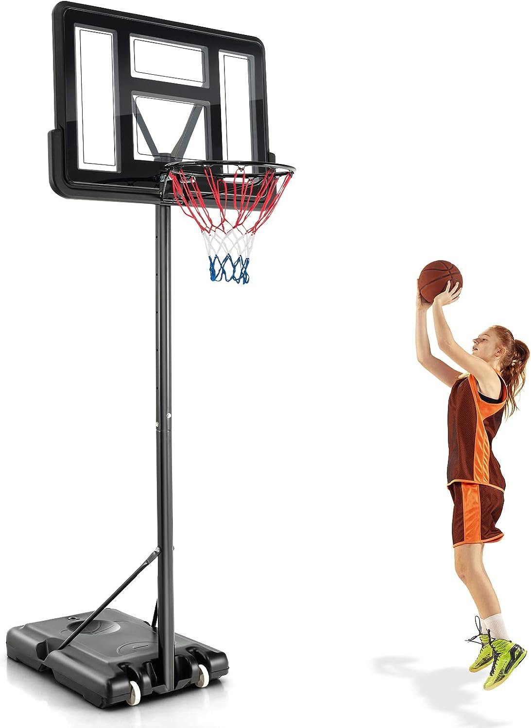 KOMFOTTEU 130 cm höhenverstellbar Basketballkorb bis 305 Basketballziel-System,