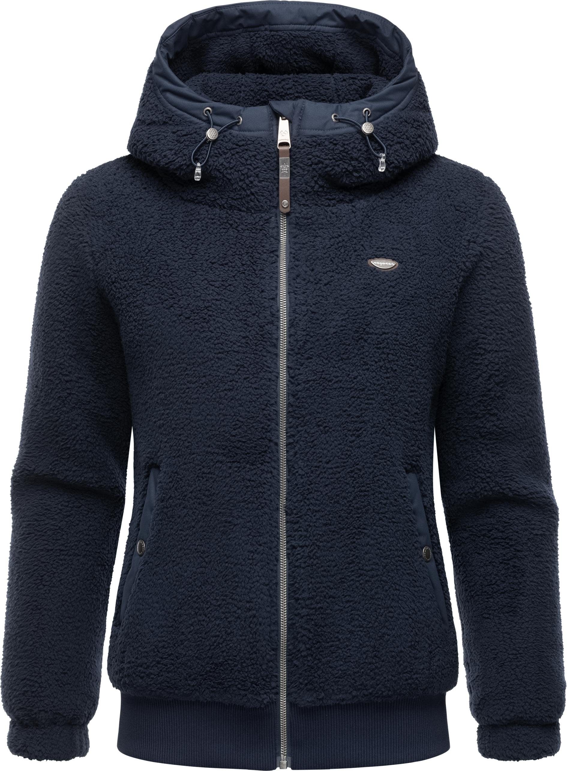 Outdoorjacke Übergangsjacke Short Teddyfell Kapuze und Ragwear navy flauschige mit Cousy