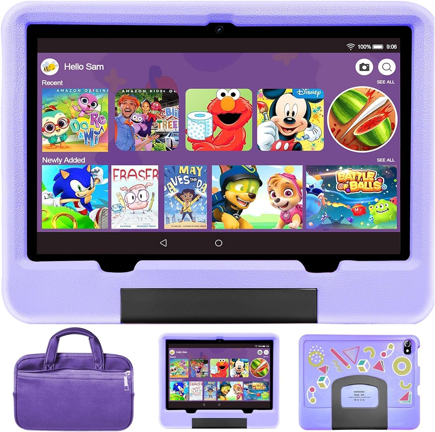 DUODUOGO Kinder Tablet 8GB RAM/TF 1TB, Elterliche Kontrolle Tablet (10",  128 GB, ‎Android 12, 5G, mit 2.4G Dual WiFi FHD/IPS Netflix YouTube Kid  Tablet mit Hüllen)