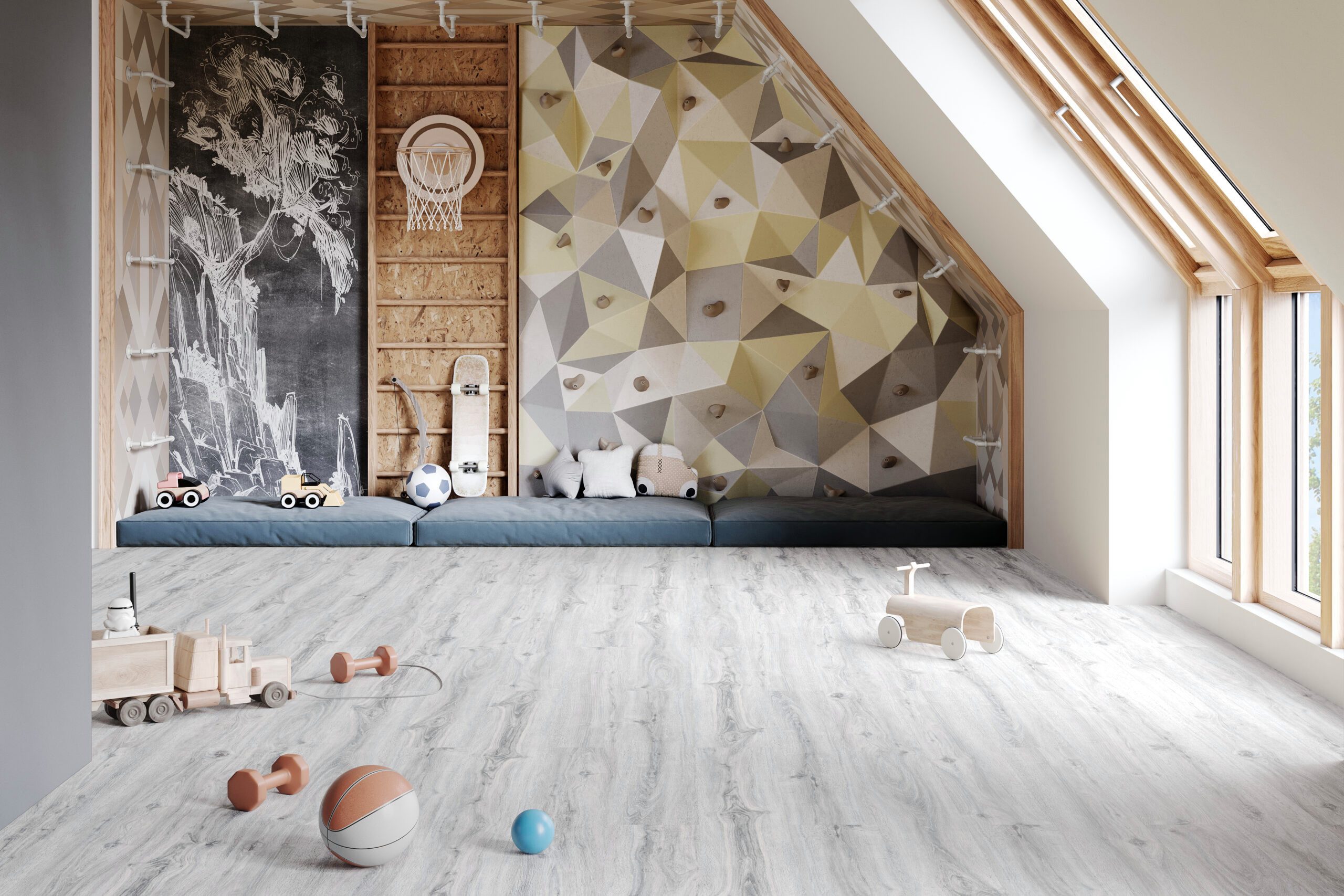 FALQUON GmbH Vinylboden The Floor Wood 15000x200x6mm- Made in Germany - Click-Vinylboden, Landhausdiele, inkl. Trittschalldämmung, Packung, In 1 Packung: 6 Paneele - 1,8m², 1 Packung: 6 Paneele - 1,80 m²