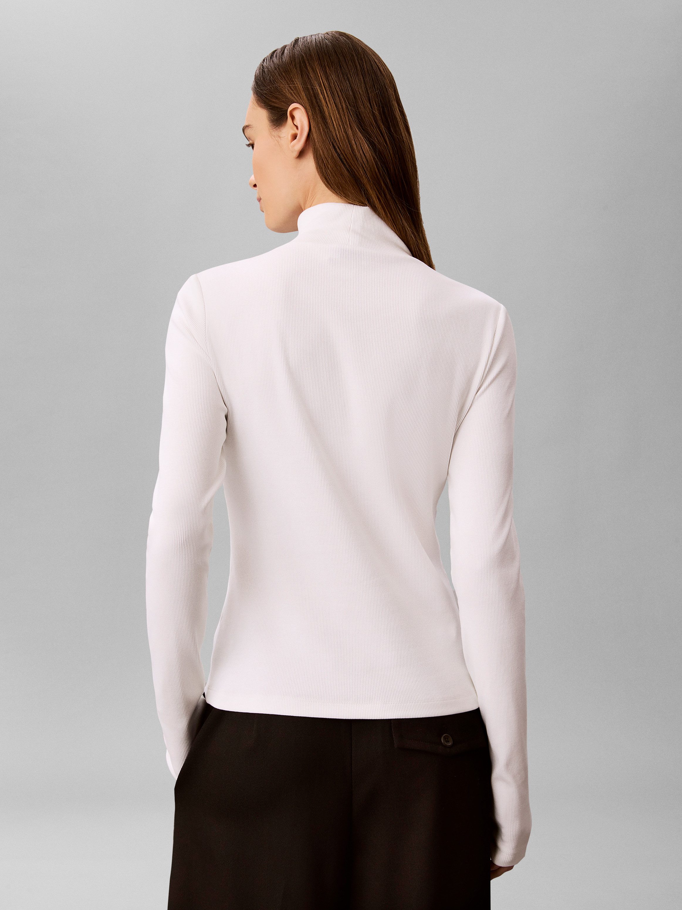 Calvin Klein Jeans Shirttop LS WOVEN LABEL TURTLENECK Mit Rundhalsausschnitt, regular fit