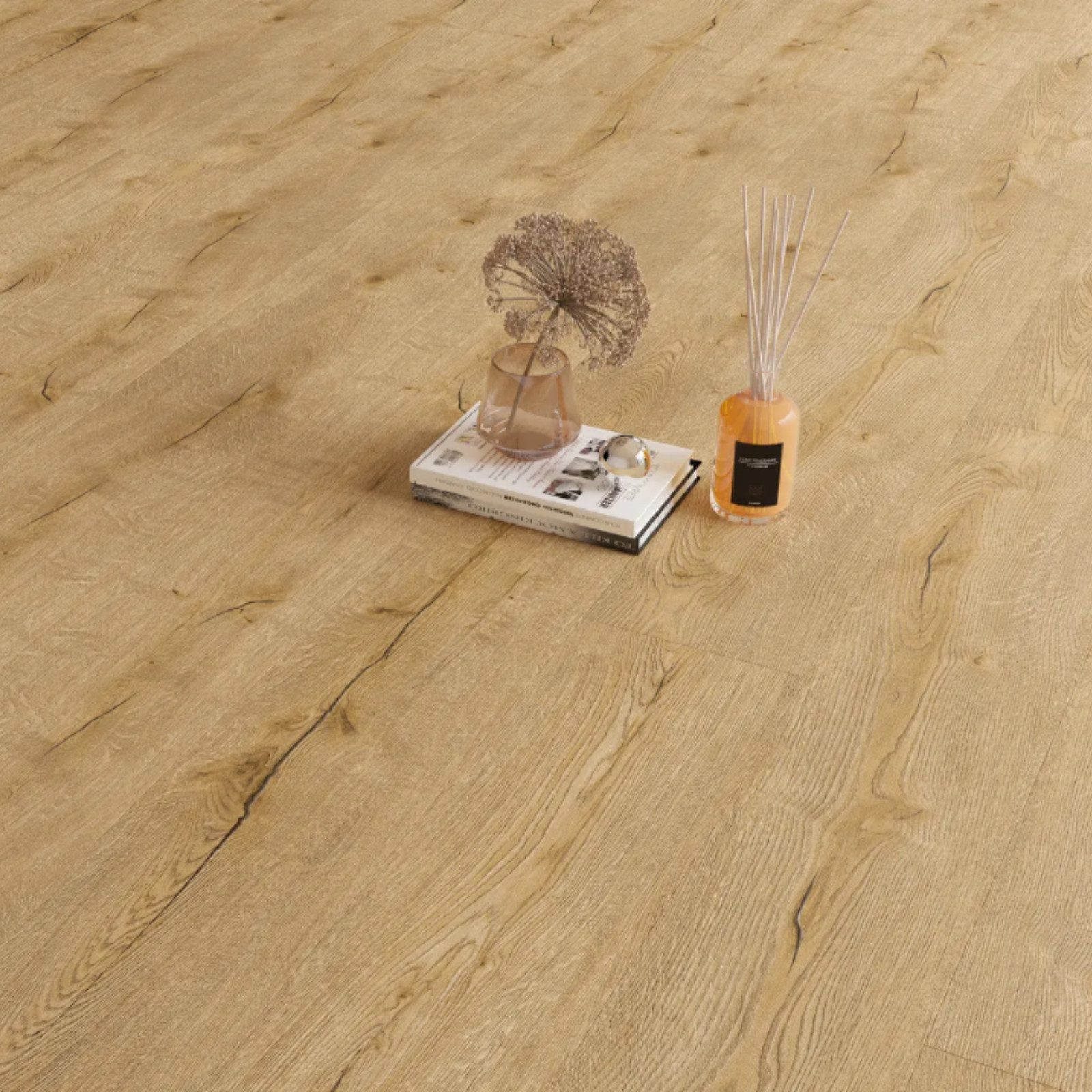 HORI Виниловый ламинат HORI Klick-Hartvinylboden Eiche, Boden für Wohnräume Fliesenformat, Rigid SPC, Tullamore Castle, XXL Bodenbelag, Paket, 5 Stück pro Paket, Leicht zu installieren, geräuschdämpfend und feuchtigkeitsbeständig.