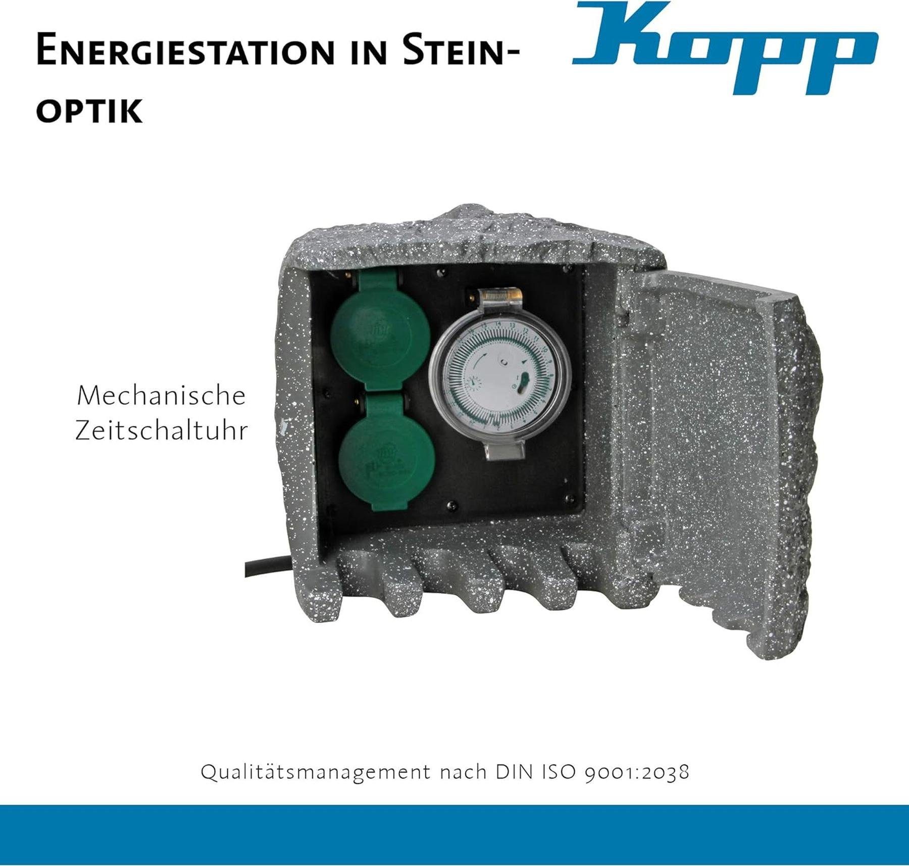 Stein-Optik Kopp Überspannungsschutz Energiestation Steckdosen, mit 2 Kopp Schutzkontakt Steckdose