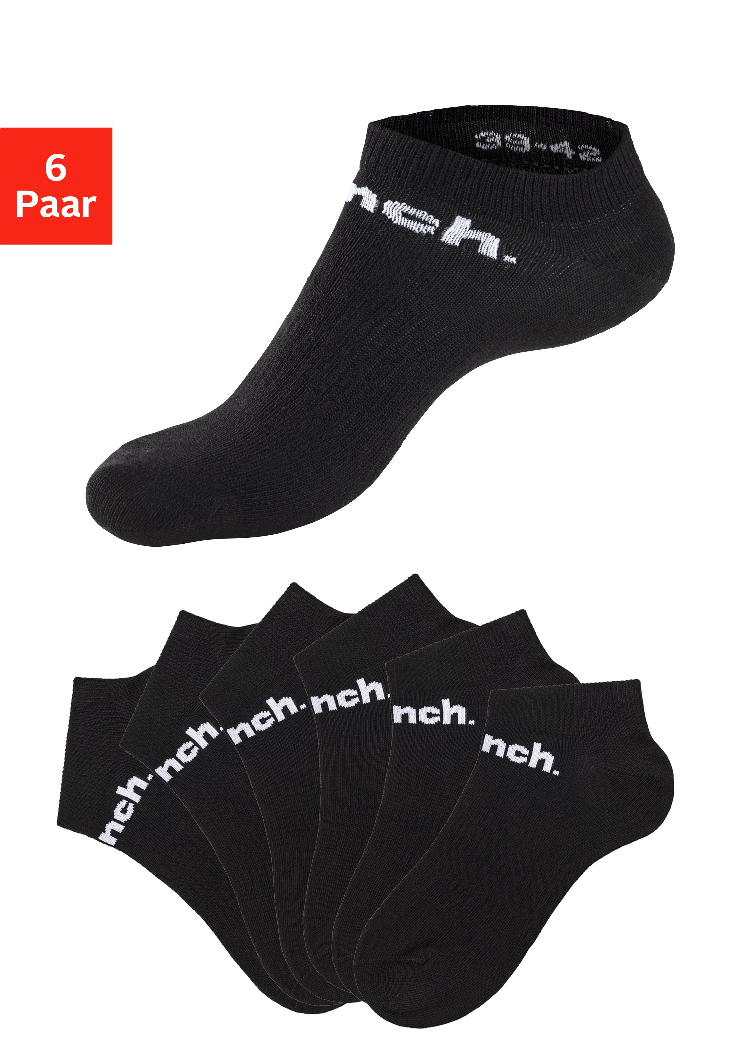 Sneakersocken Sportsocken 6x Logoschriftzug klassischem 6-Paar) mit schwarz Bench. (Set,