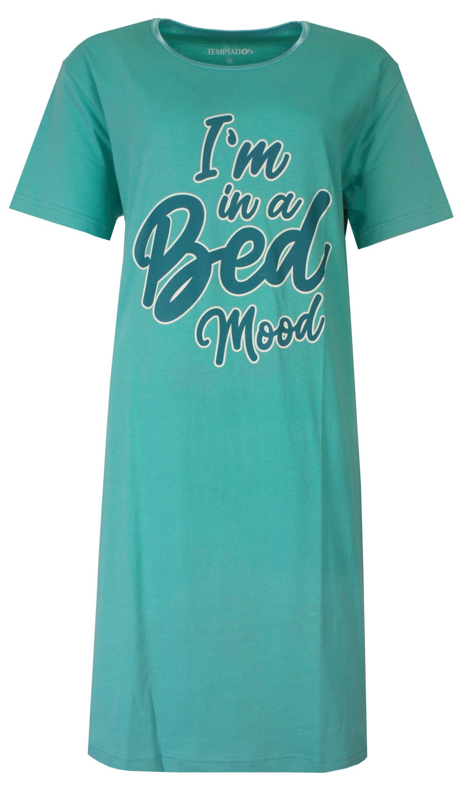 TEMPTATION Nachthemd Damen Schlafshirt mit kurzem Arm (1-tlg) Baumwolle