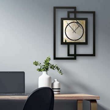 Kreative Feder Wanduhr Design-Wanduhr „Elegant Leaves“ in modernem Metallic-Look (ohne Ticken; Funk- oder Quarzuhrwerk; elegant, außergewöhnlich, modern)