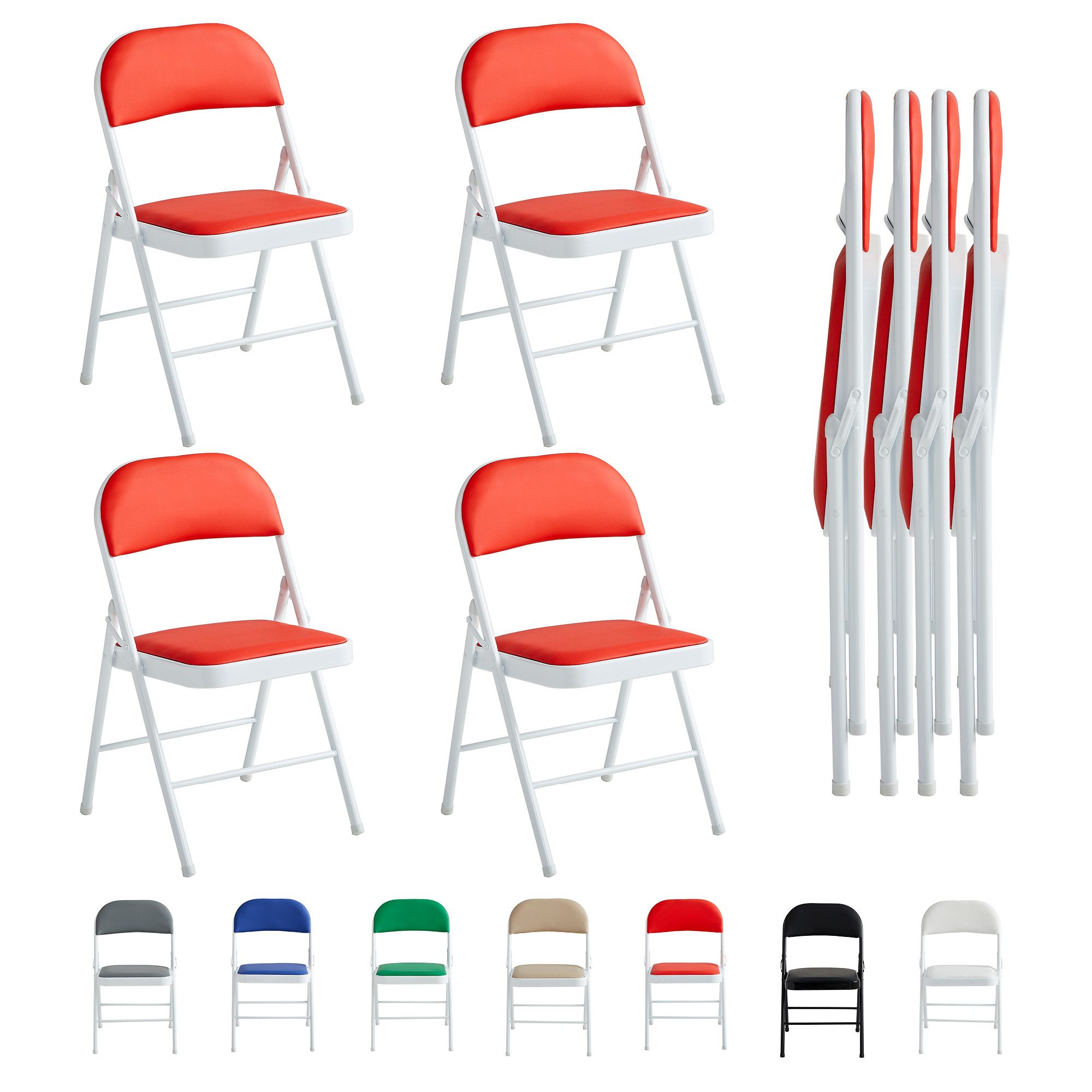 MCC direct Klappstuhl Kunstleder Klappstuhl gepolstert im 1er, 2er, 4er und 6er Set (4 St)