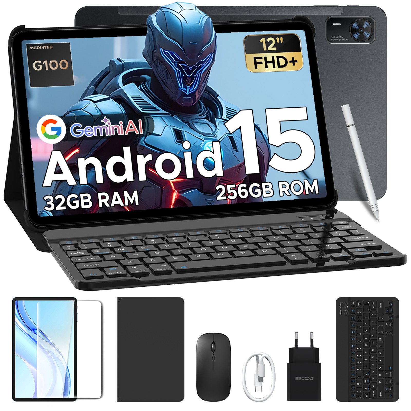 DOOGEE TAB E3+ Android 15 Tablet 12 Zollmit Tastatur und Stift Tablet (12", 256 GB, Android 15, 4G, 8GB+256GB /90Hz FHD+/ 8800mAh/Dual 4G LTE+5G WiFi)