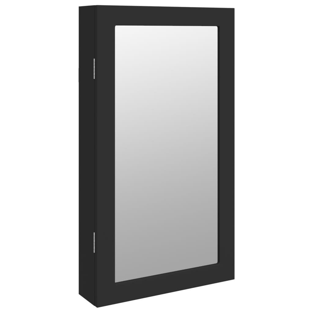 vidaXL Spiegel Spiegel-Schmuckschrank mit LED-Beleuchtung Wandmontage Schwarz (1-St)