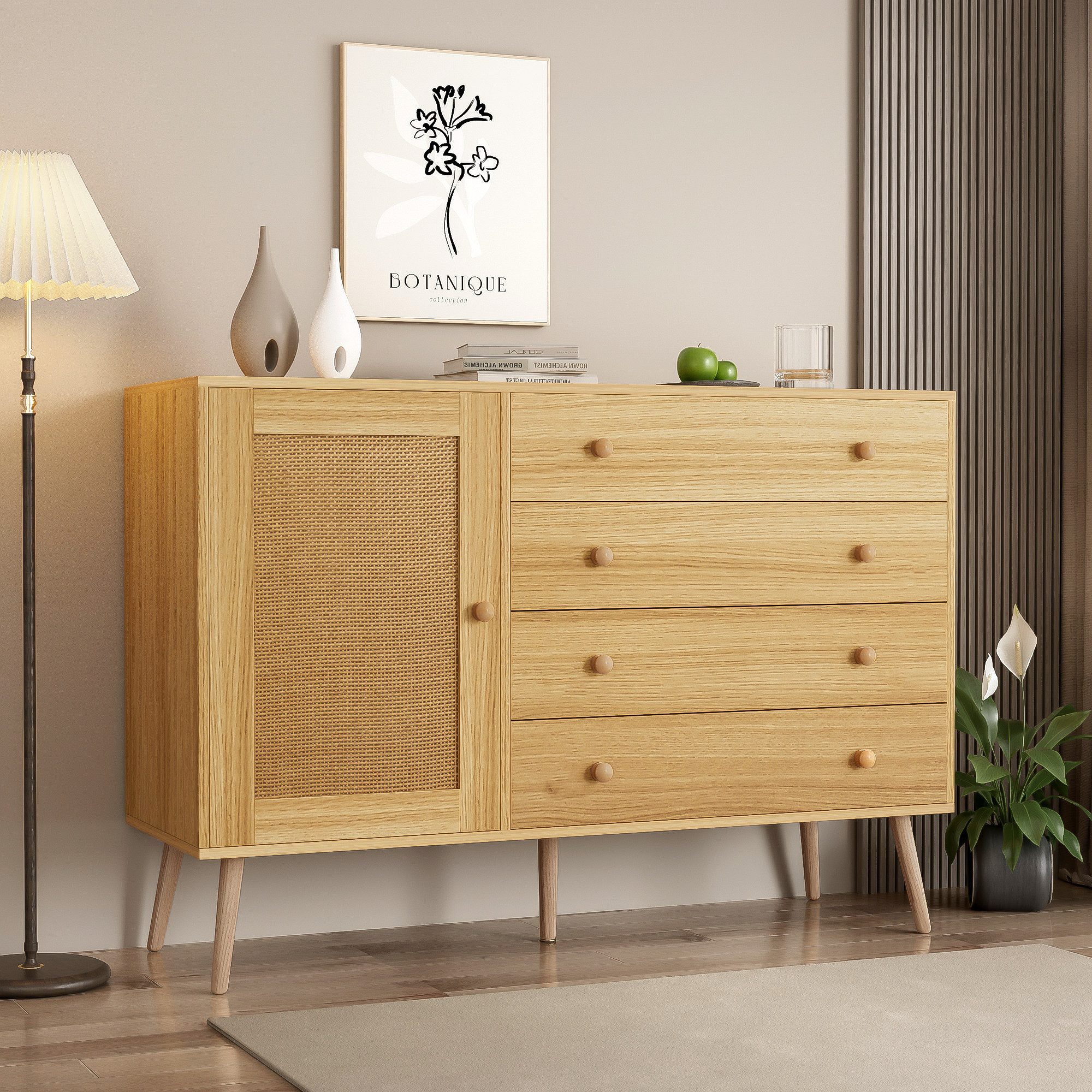 Refined Living Sideboard 120 cm Holzseitenschrank günstig online kaufen