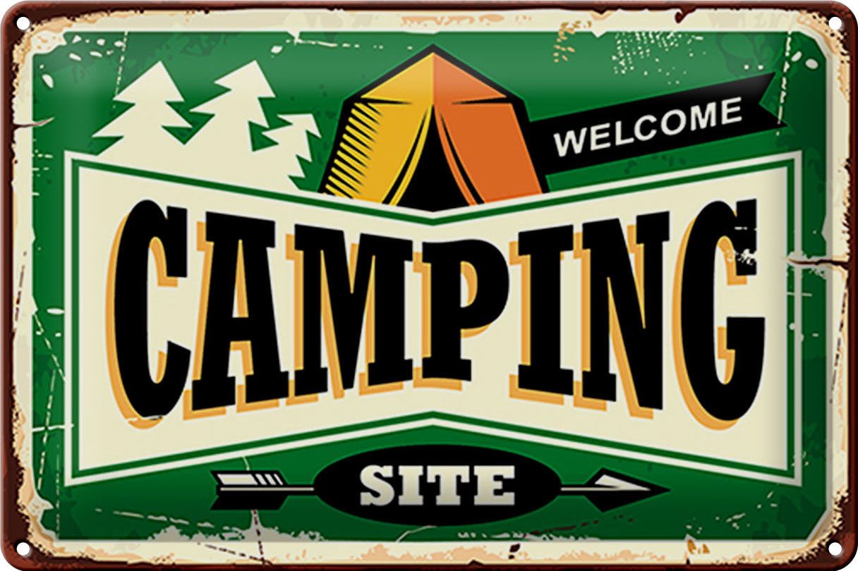 Metallschild Schild Blech Retro -Made in Germany- 30x20cm Camping welcome Metall De