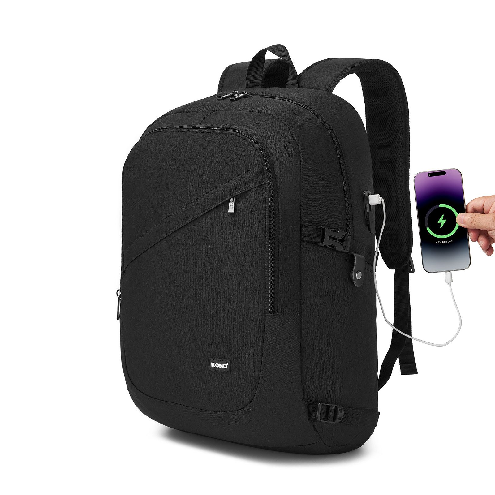 KONO Notebook-Rucksack Wasserdichter Laptop-Rucksack mit USB-Ladeport günstig online kaufen