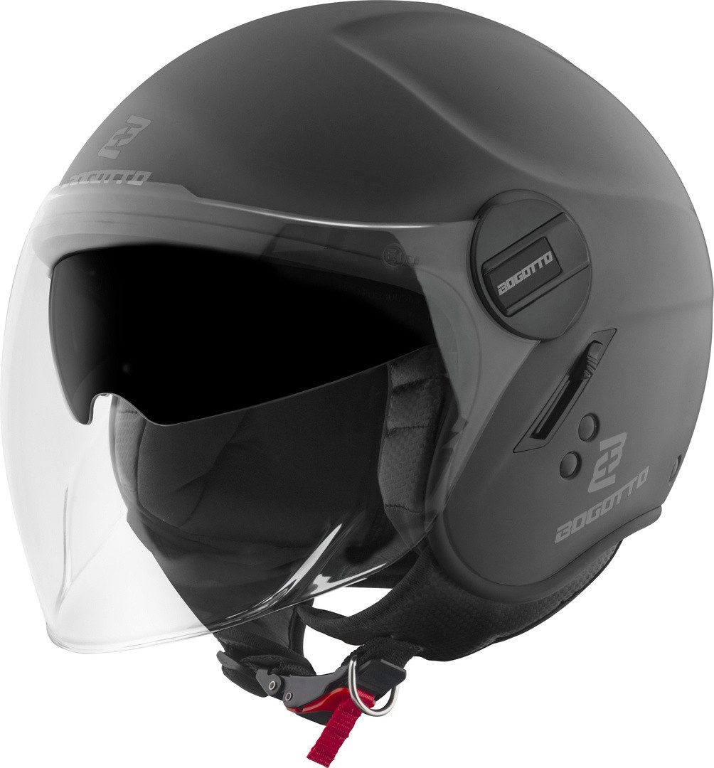 Bogotto Motorradhelm H595-1 SPN Jethelm, Herausnehmbares Innenfutter,integriertes Sonnenvisier