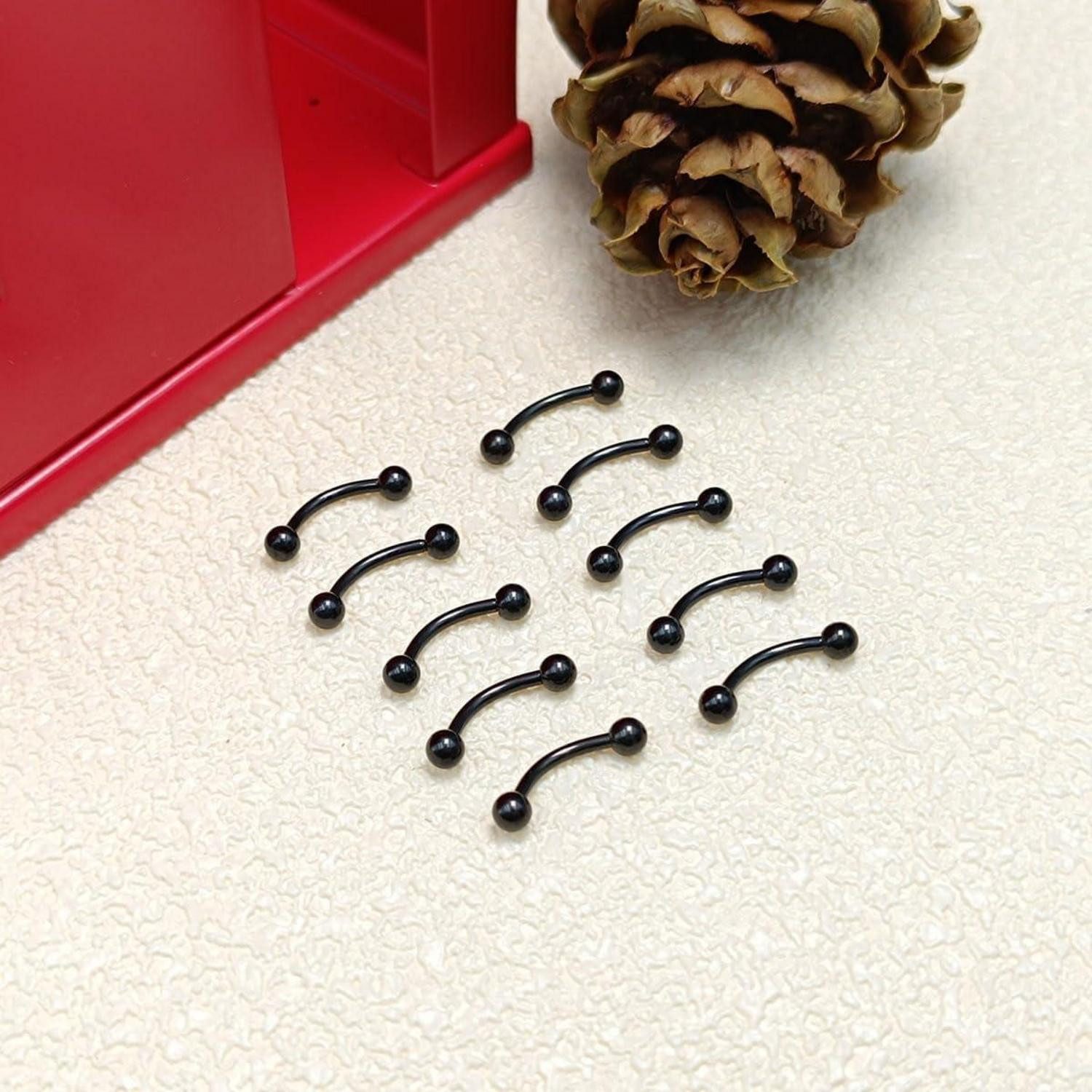 Gojewen Augenbrauenpiercing 10stk Curved Barbell Piercing Set 16G Edelstahl 3mm Kugel