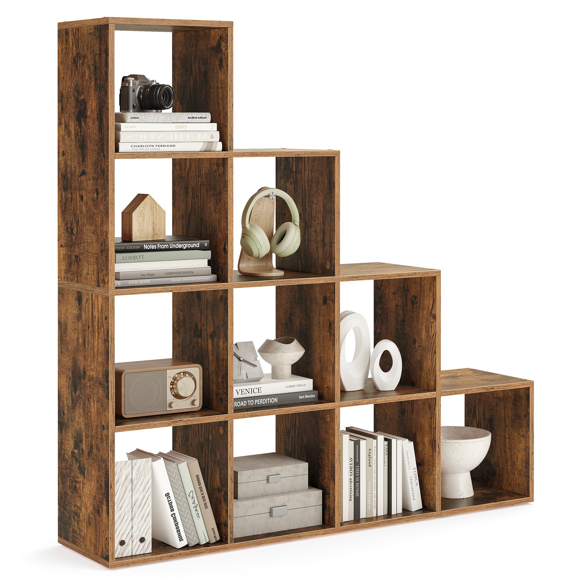 VASAGLE Bücherregal, Raumteiler, Würfelregal, viel Stauraum, Stufenregal günstig online kaufen