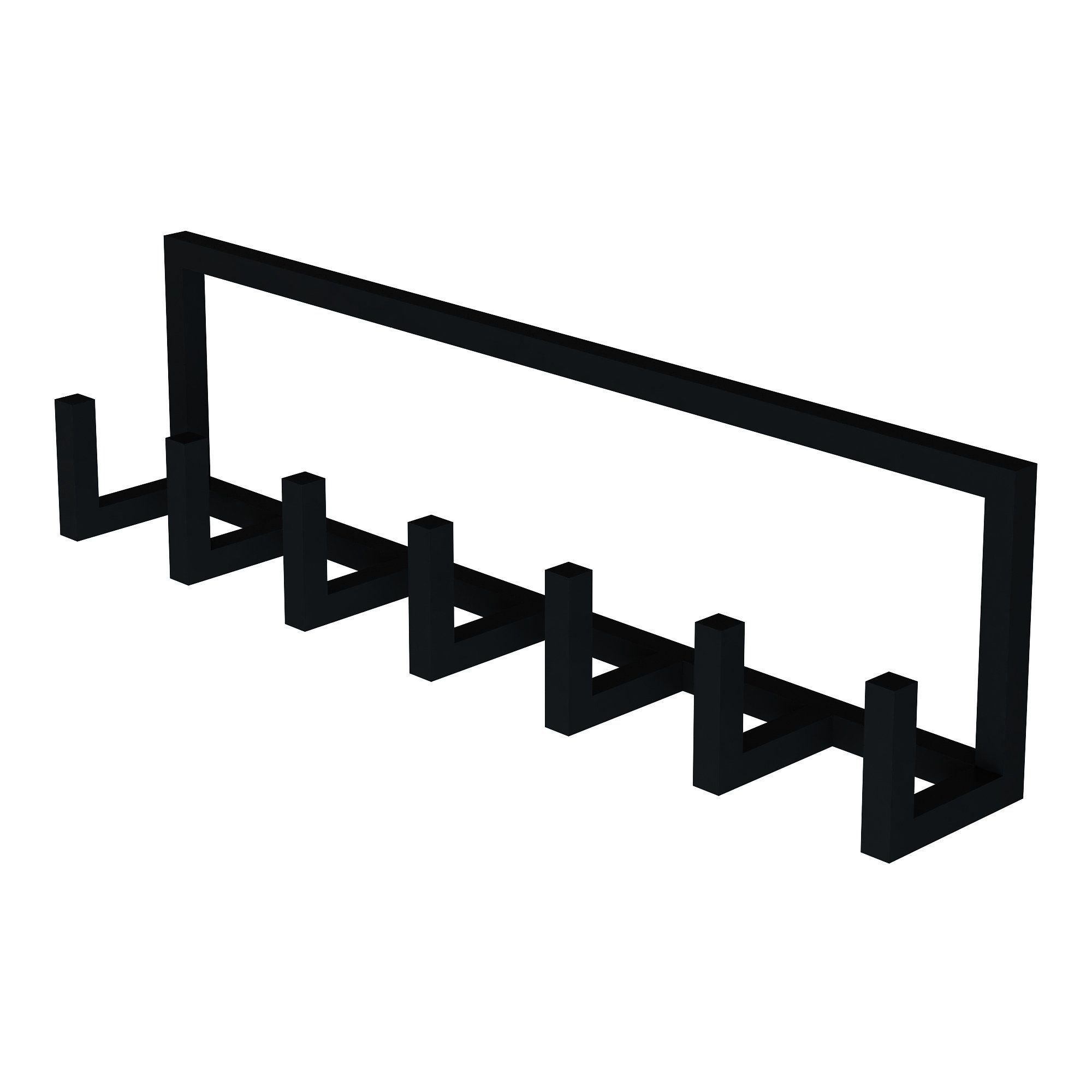 en.casa Wandgarderobe, »Lyngen« mit 7 Haken Stahl 75 x 10 x 20 cm Schwarz günstig online kaufen