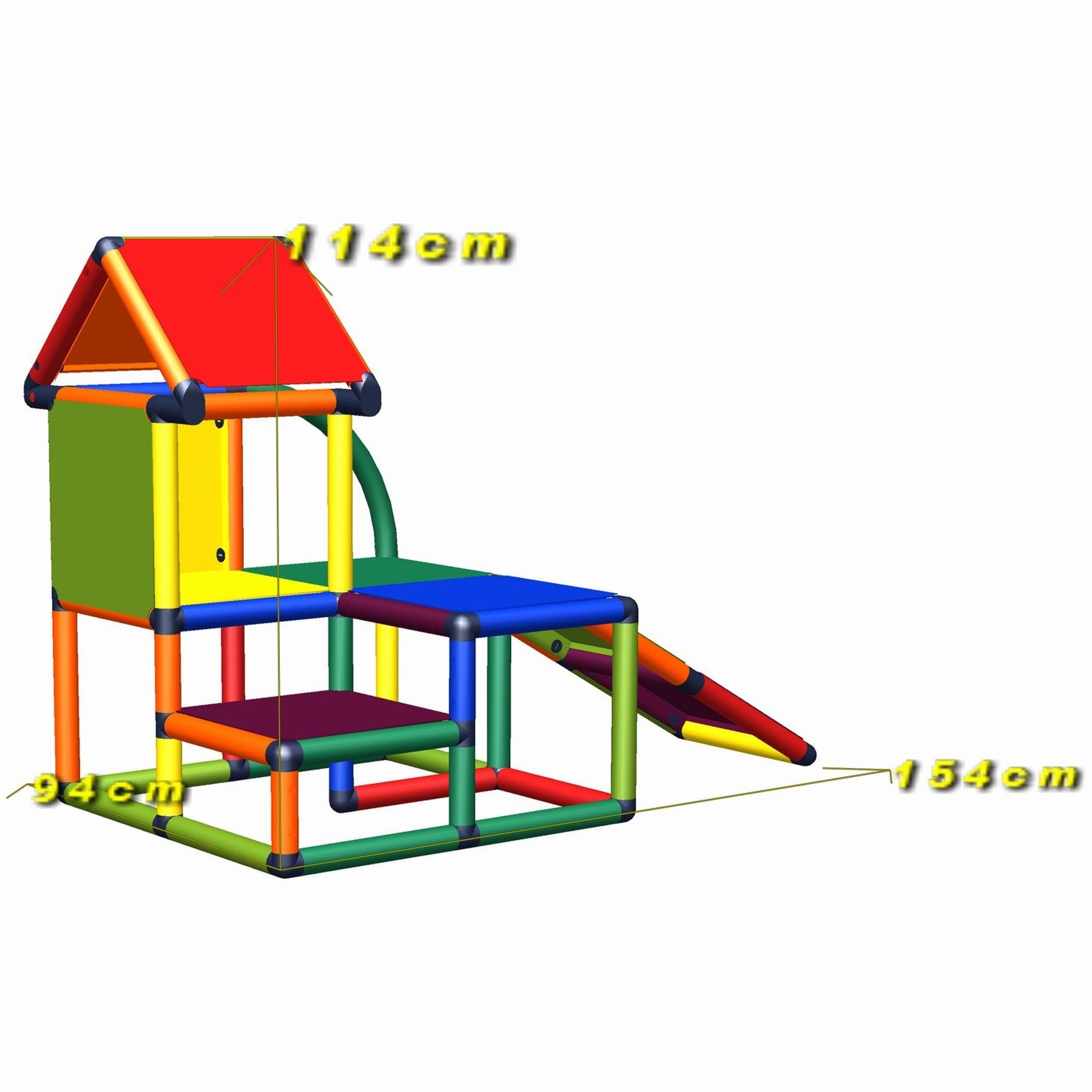 move and stic Spielhaus Gartenhaus mit Kleinkindrutsche, Spieltelefon KUNO, Klettergerüst, aus UV-beständigem, recyclebarem Kunststoff, für Kinderzimmer, Garten