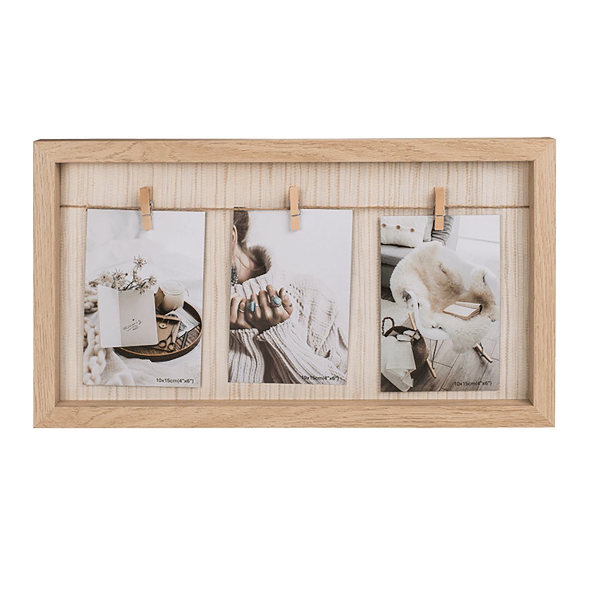 Out of the Blue Bilderrahmen Holzrahmen Wäscheleine mit Holzklammern günstig online kaufen