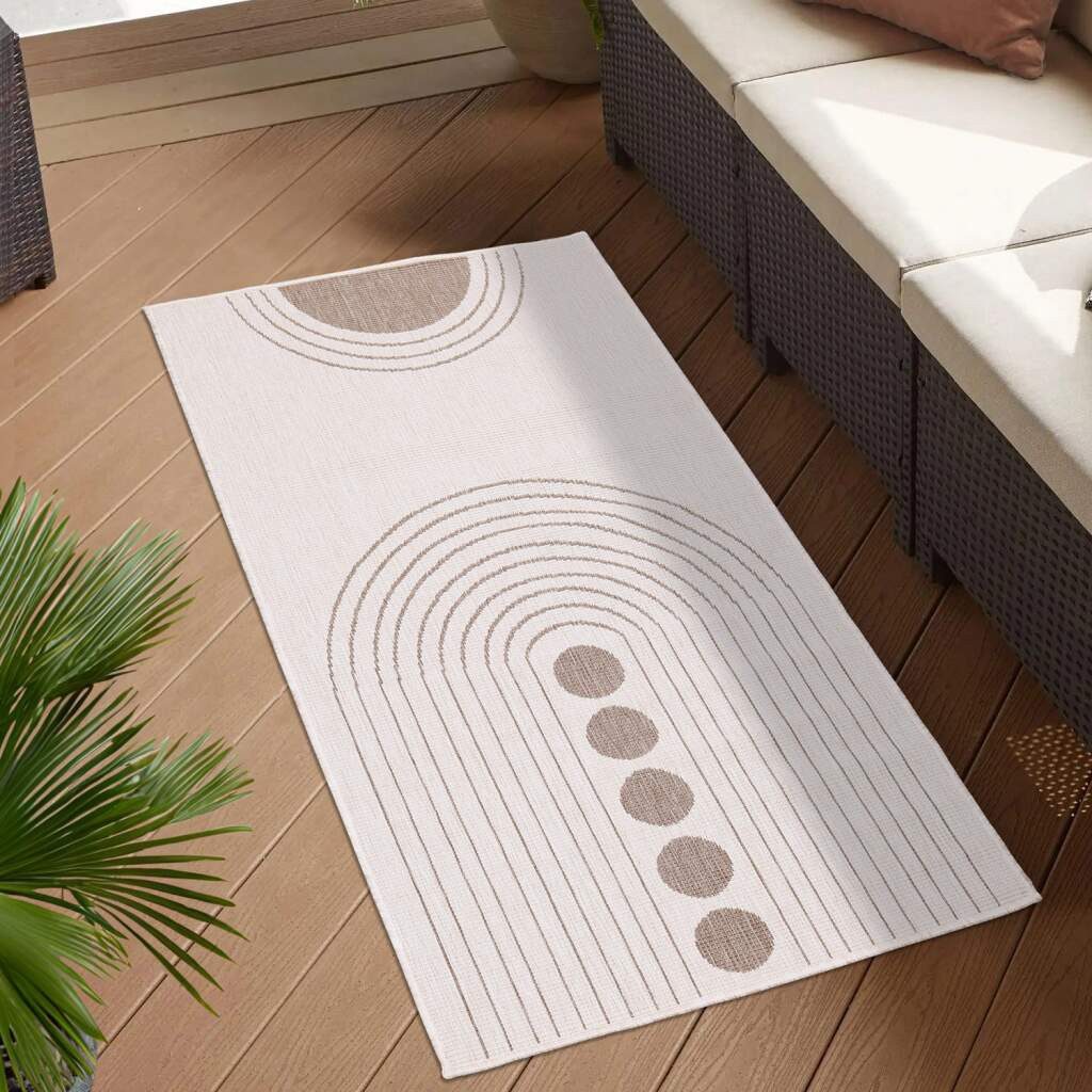 Carpet City Outdoorteppich DUO RUG 5739, rechteckig, Höhe: 5 mm, Wendeteppich Wetterfest In- & Outdoor, Balkon, Terrasse, Wohnzimmer