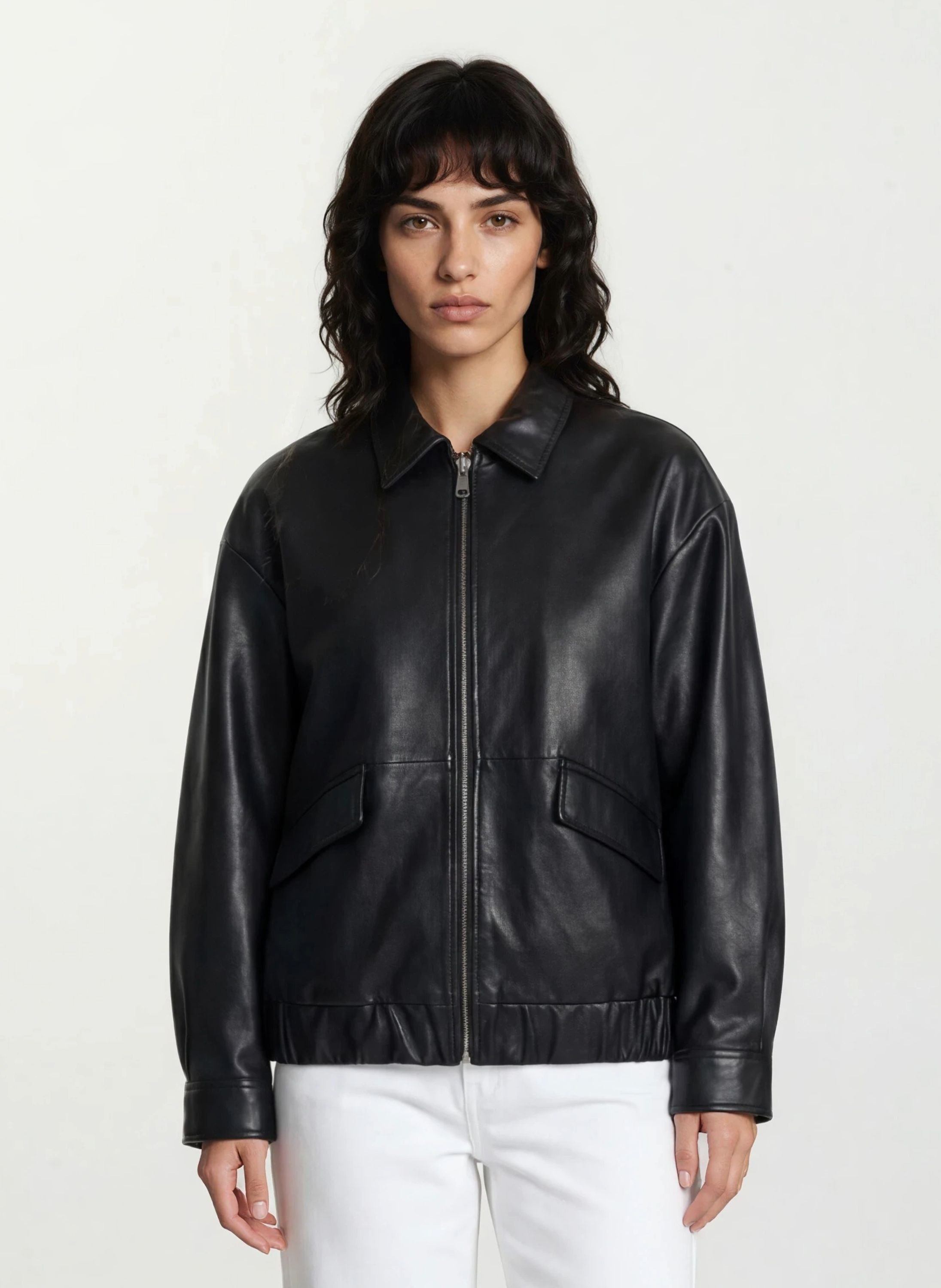 trueprodigy Lederjacke Nova Oversizejacke mit schrägen Taschen