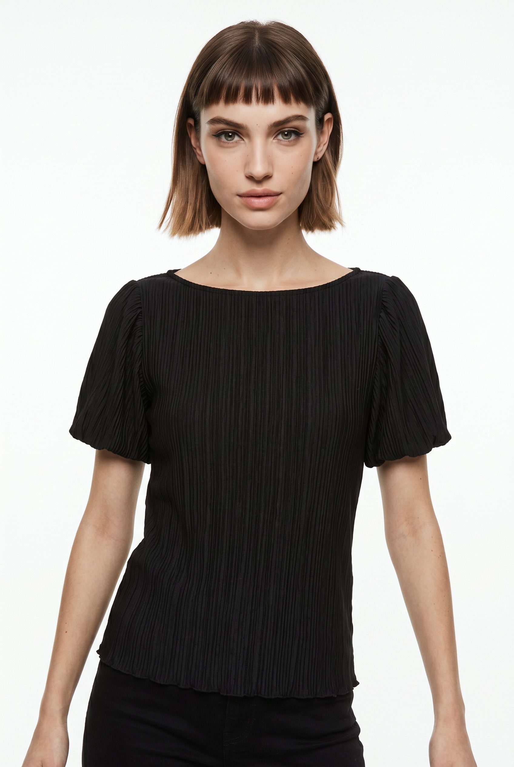 Vero Moda Kurzarmshirt VMLEIKA SS BOAT-NECK TOP JRS Kunstfaser, regular fit