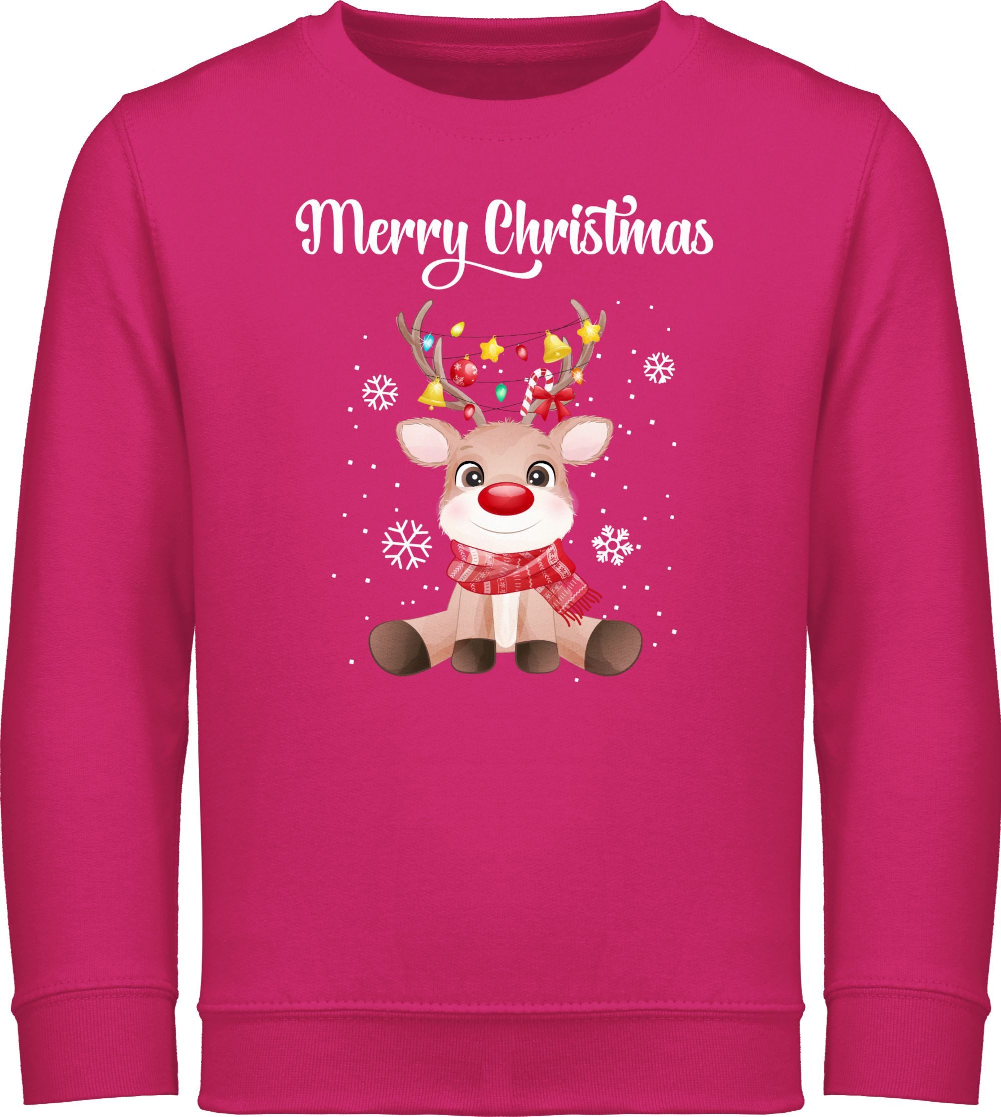 Shirtracer Sweatshirt Merry Christmas süßes Rentier, Rudolph Elch Rudolf Weihnachten Kleidung Kinder