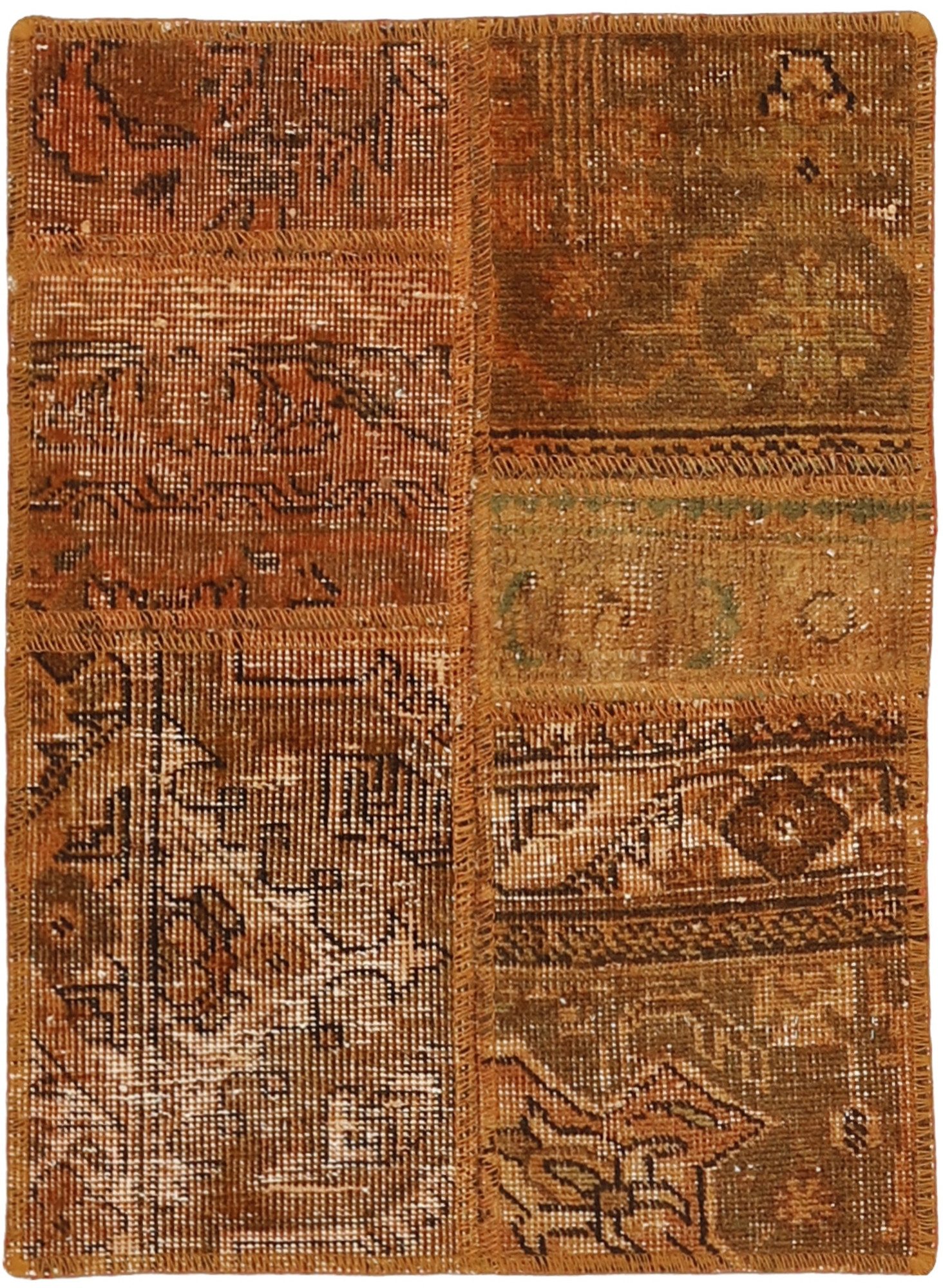 Wohnando Teppich MY-RUG Vintage Patch Work Floral & Ornamentiert 60x40cm, Rechteckig, Höhe: 10 mm, Handgeknüpfter Teppich,Handgesponnene Wolle, mit Naturfarben gegärbt