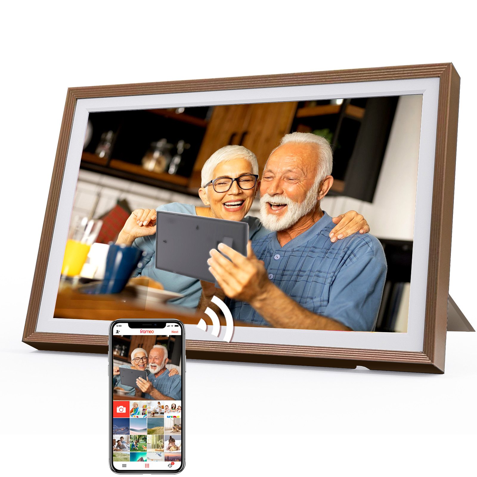 Fine Life Pro Digitaler Fotorahmen mit WiFi-Fotoübertragung. Digitaler Bilderrahmen (32 GB)