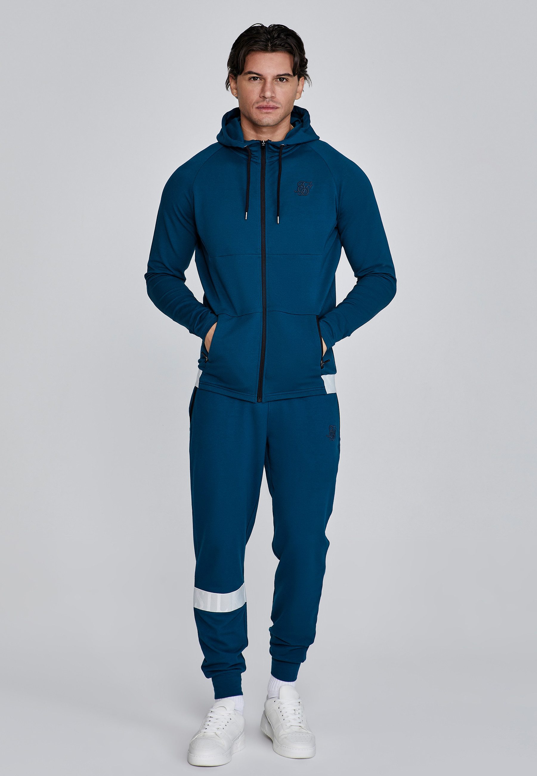 Hoodie SikSilk Herren Grüner Full Zip Kapuzenpullover