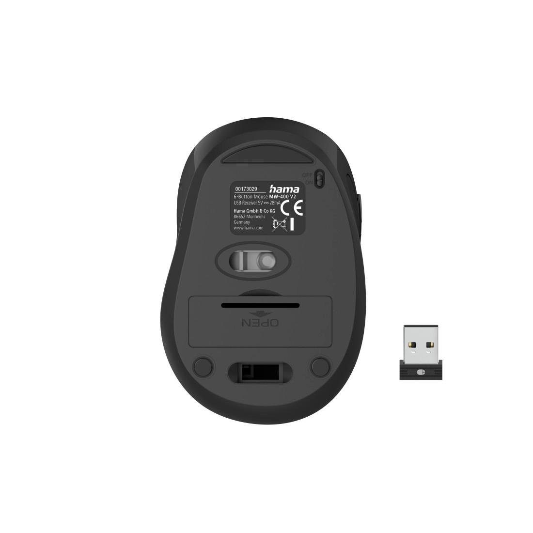 Hama Optische 6 Tasten Funkmaus "MW-400 V2", ergonomisch, USB Empfänger Maus (Funk) – Bild 2 von 3