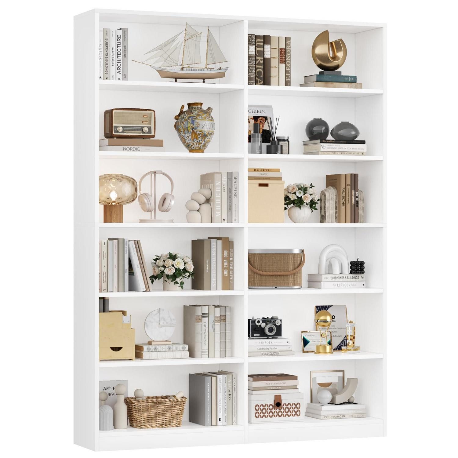 LuxusKollektion Bücherregal Bücherregal 12 Fächer 120x30x188.7cm weiß