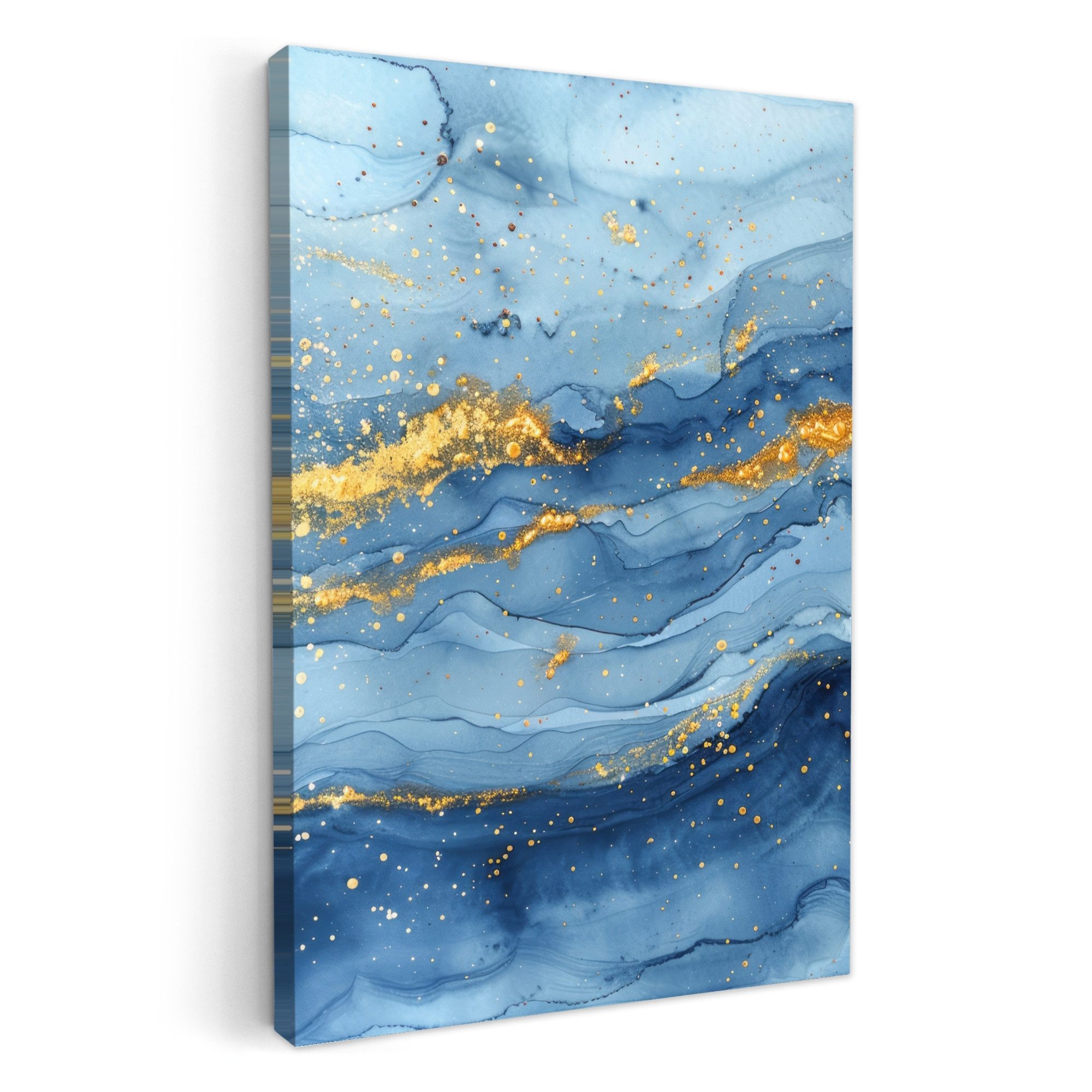 OneMillionCanvasses® Leinwandbild Aquarell - Blau - Kunst - Gold - Luxus - günstig online kaufen