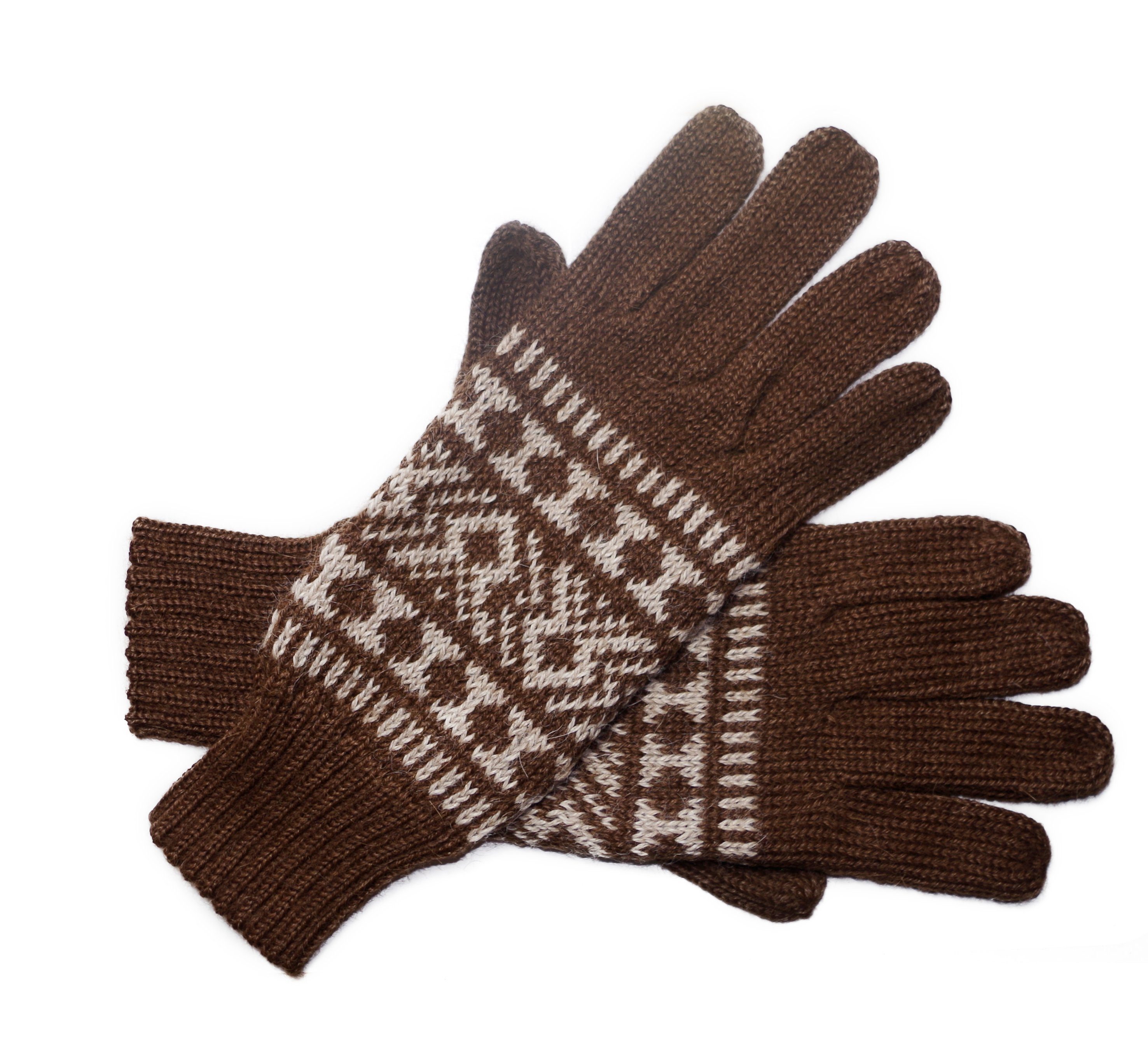 Posh Gear Strickhandschuhe Guantofigura Fingerhandschuhe aus 100% Alpakawolle braun