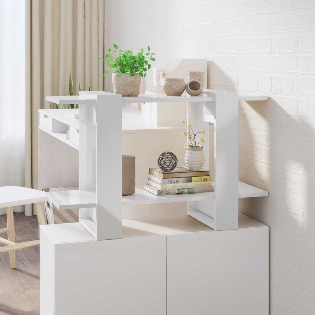 furnicato Bücherregal Hochglanz-Weiß 80 x 30 x 51 cm als Raumteiler, 1-tlg., Stabiles Regal aus Holzwerkstoff mit viel Stauraum für den Flur